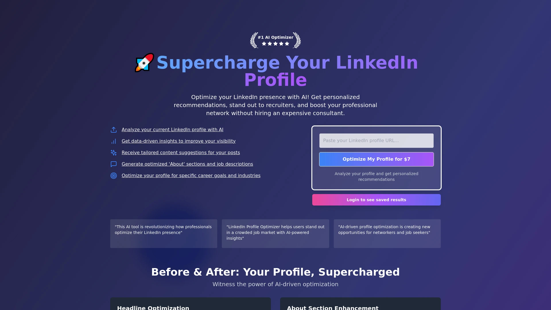 LinkedIn Profile Optimizer website preview