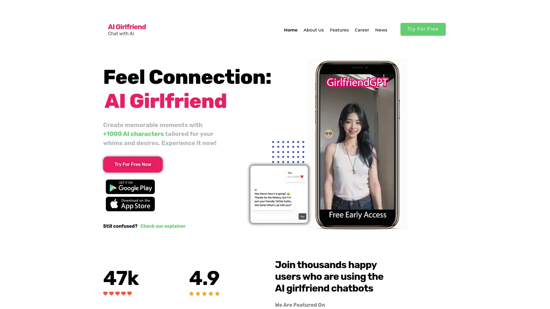 AI Girlfriend website preview