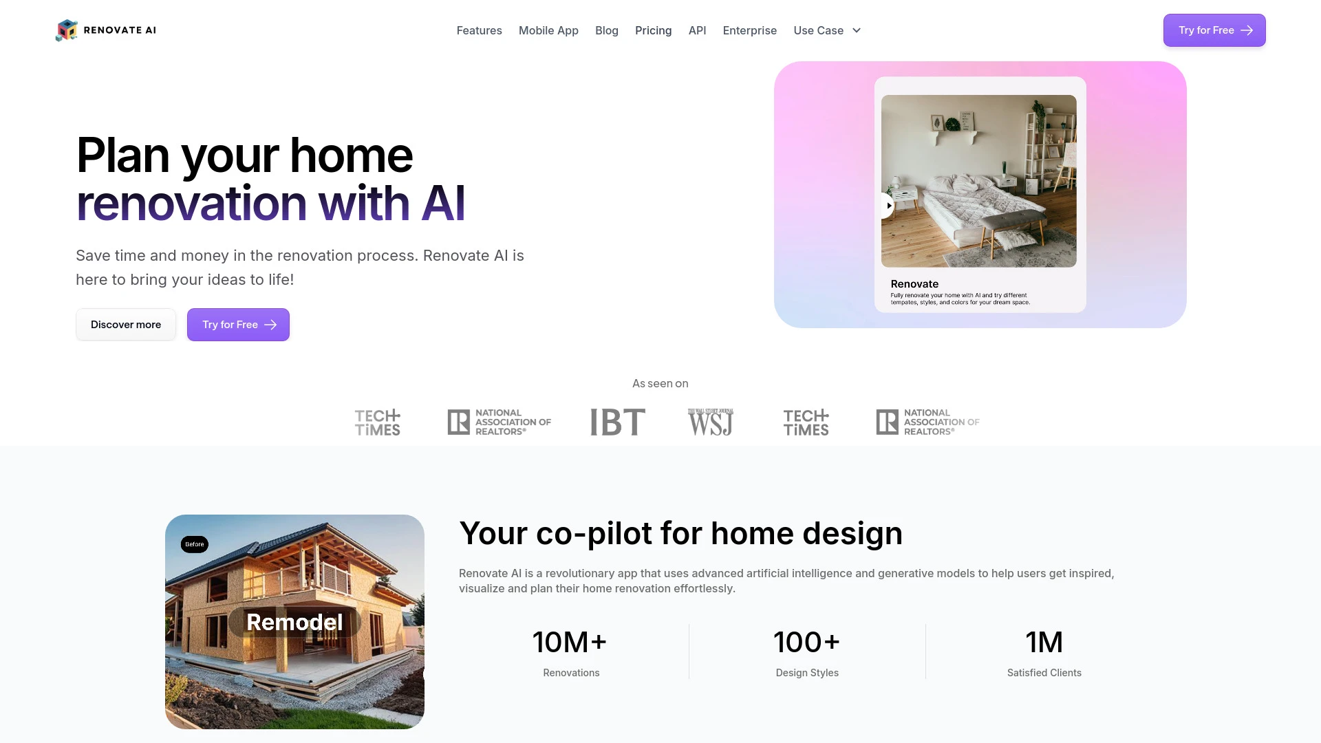 Renovate AI - Home Design website preview