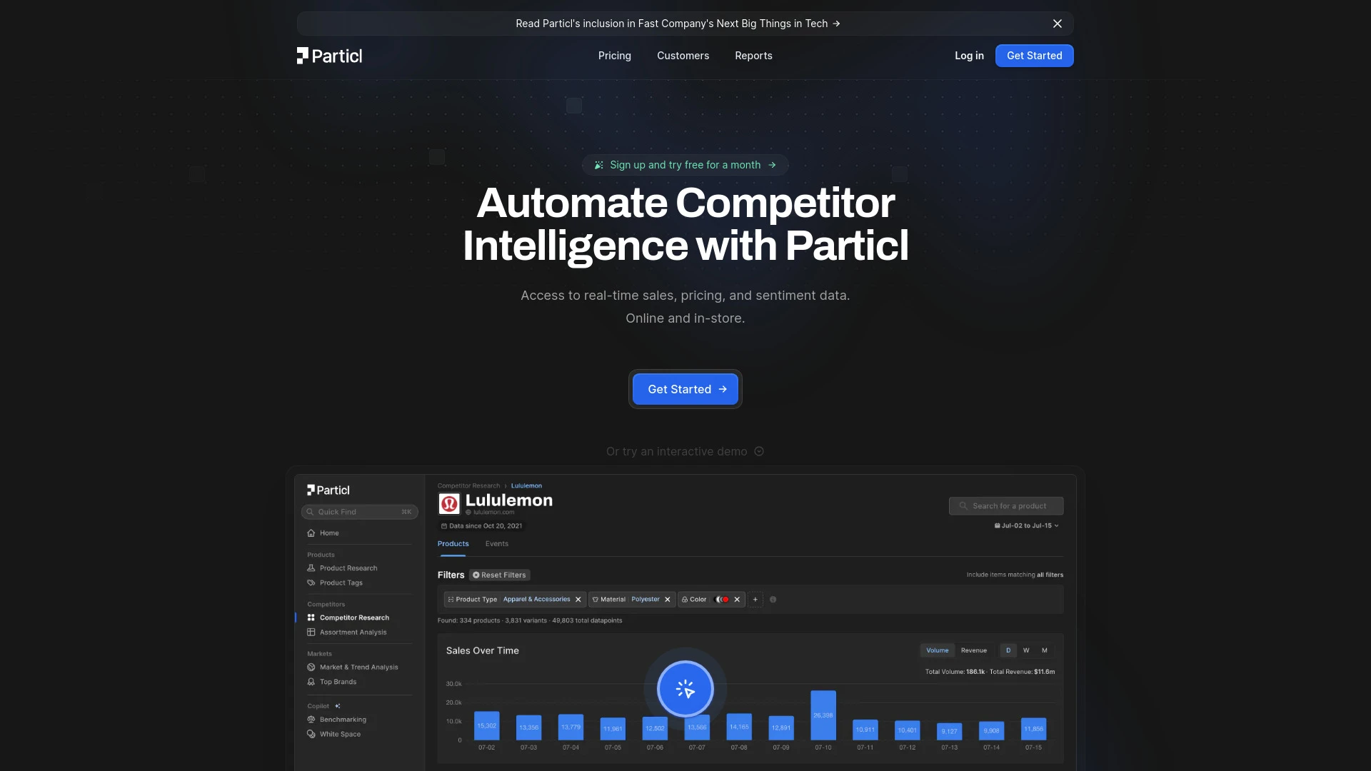 Particl Retail Intelligence website preview