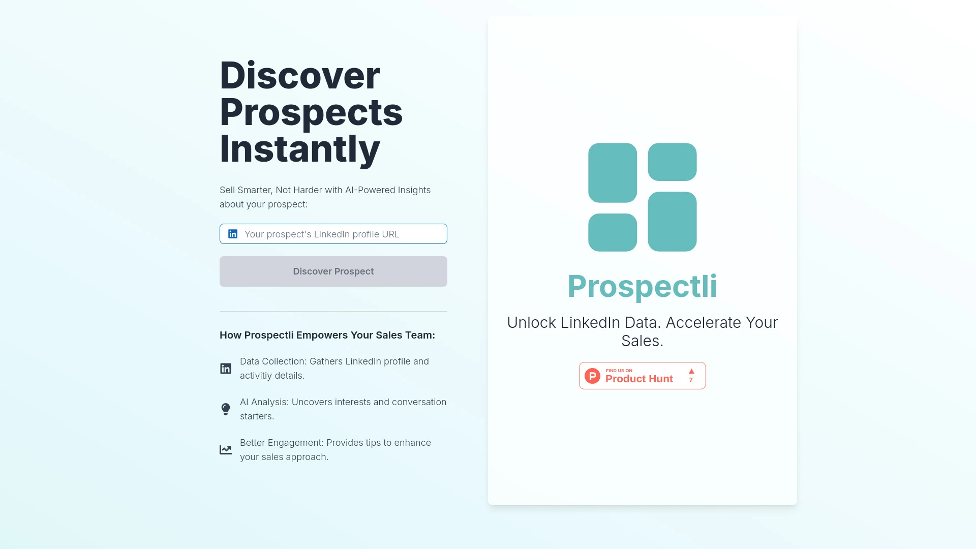 Prospectli website preview