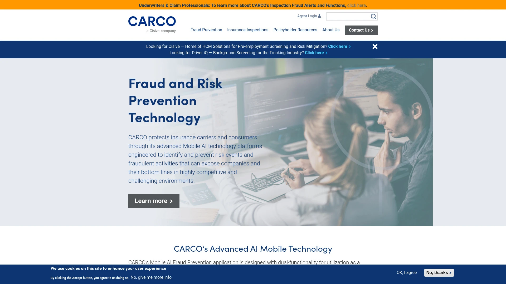 CARCO Fraud and Risk Prevention Technology website preview