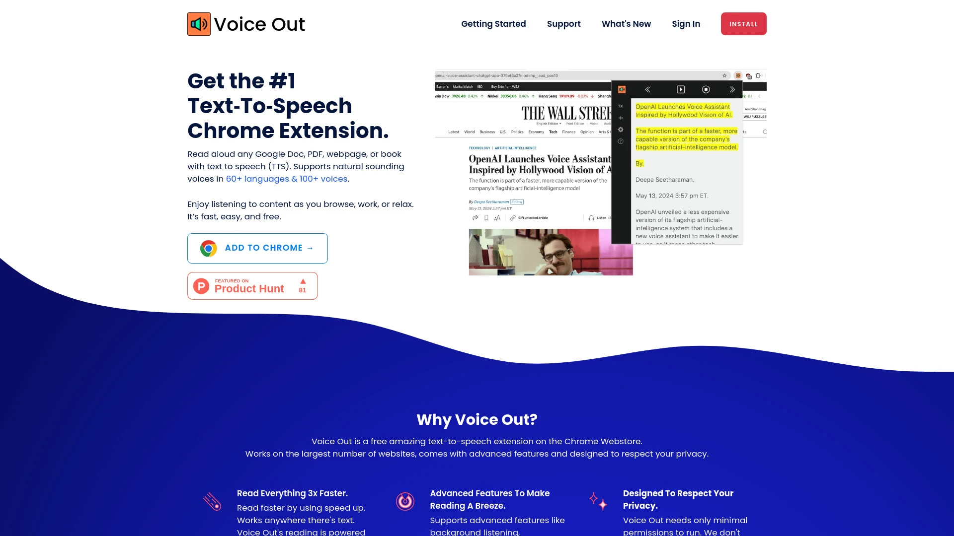 Voice Out website preview