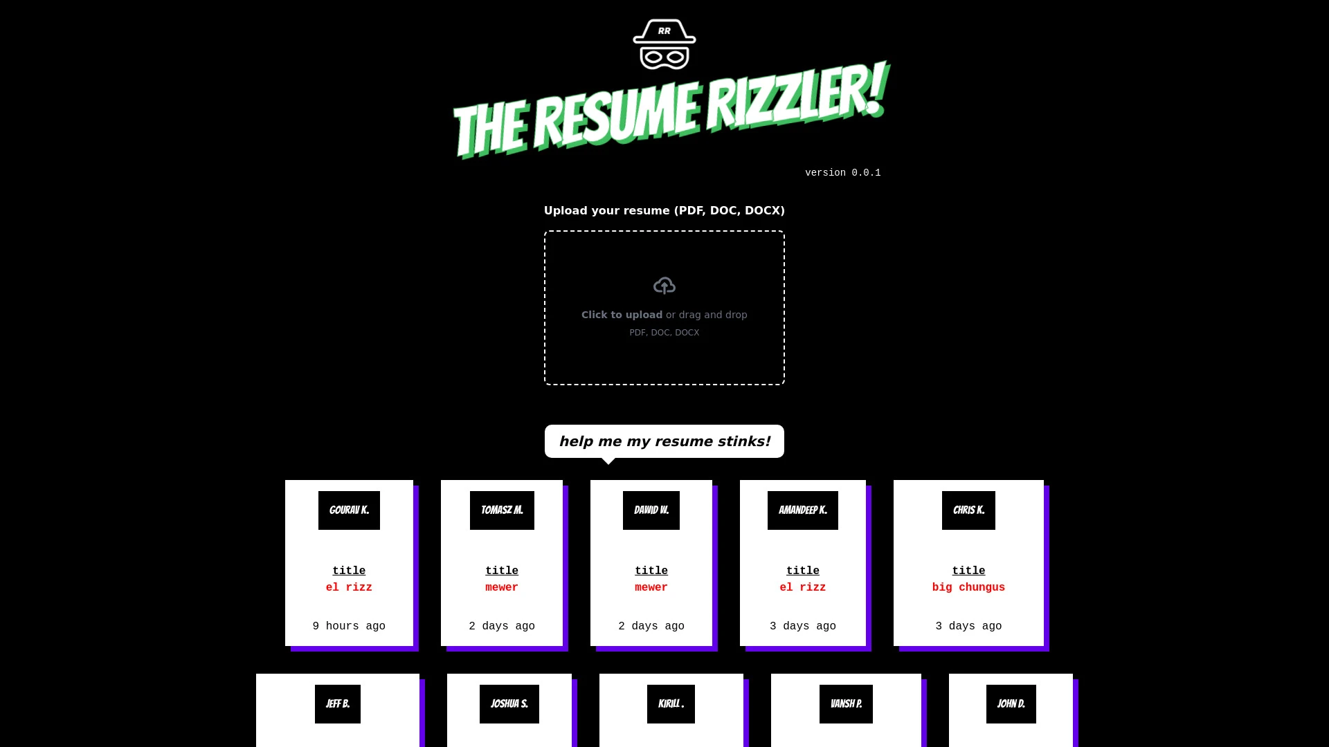 Resume Rizzler website preview