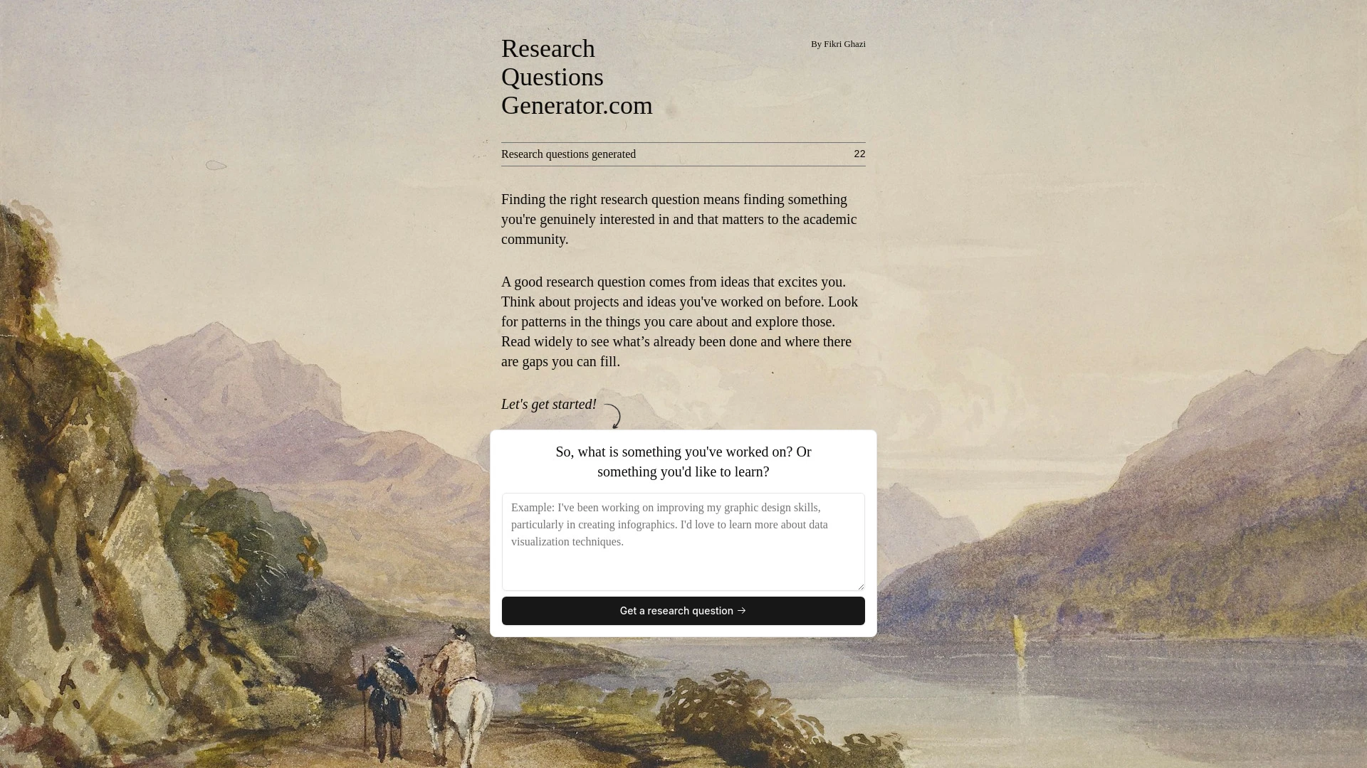 Research Topics Generator website preview