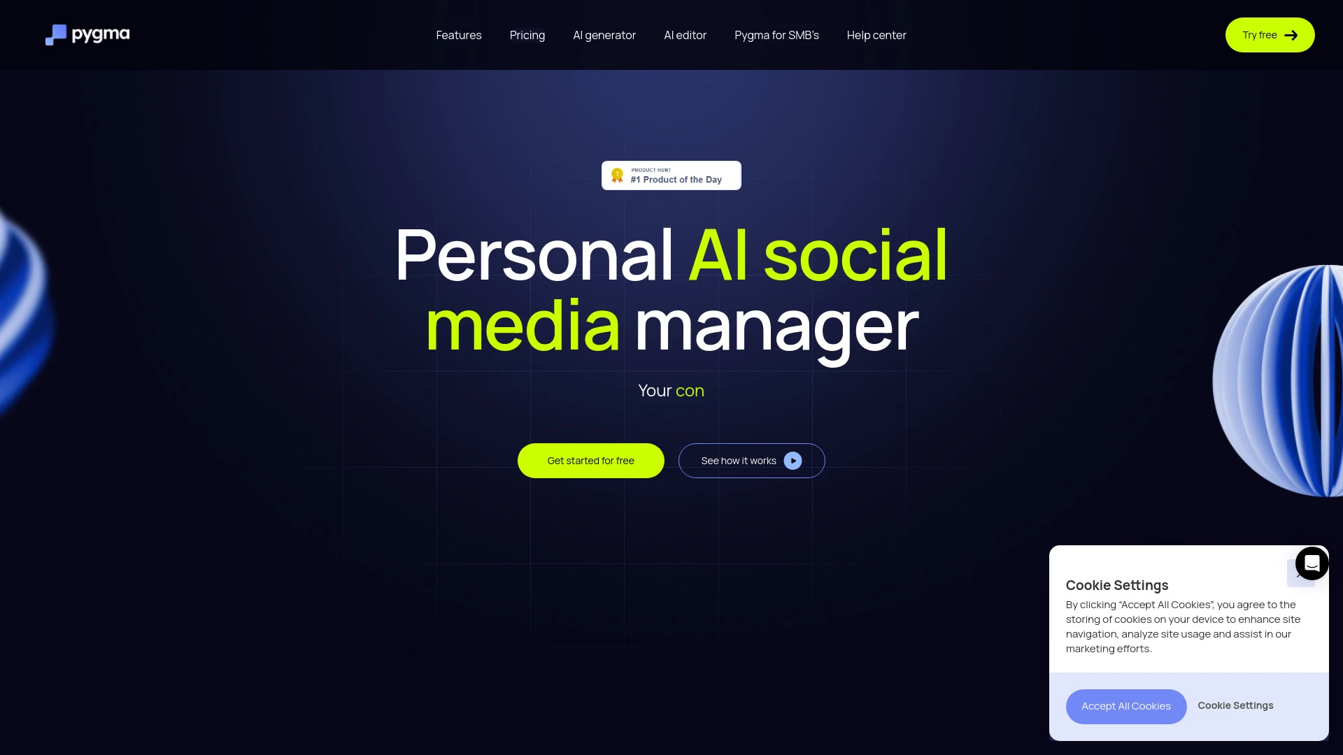 Pygma – AI Social Media Manager website preview