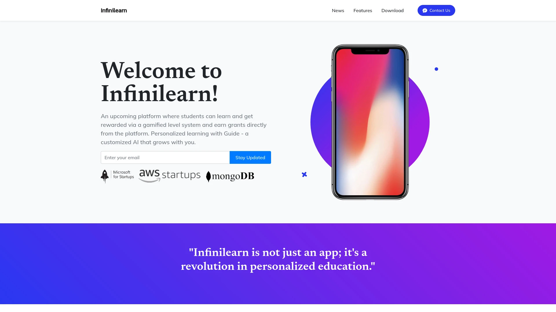 Infinilearn website preview