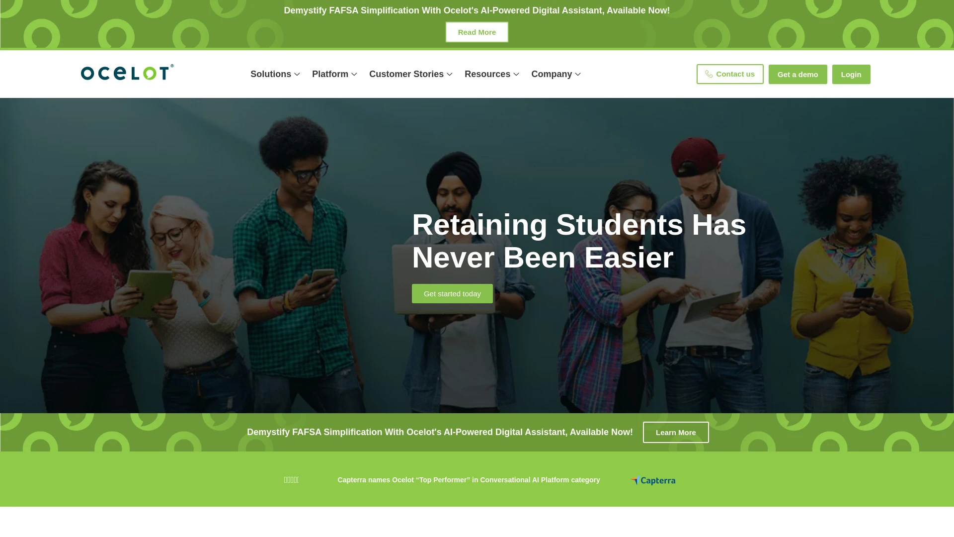 Ocelot Higher Education Student Engagement Platform website preview