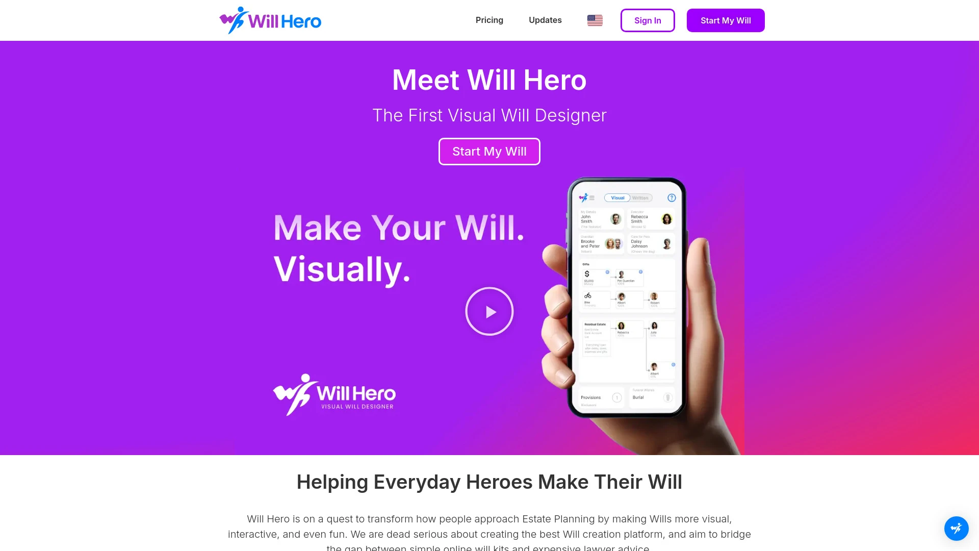 Will Hero website preview