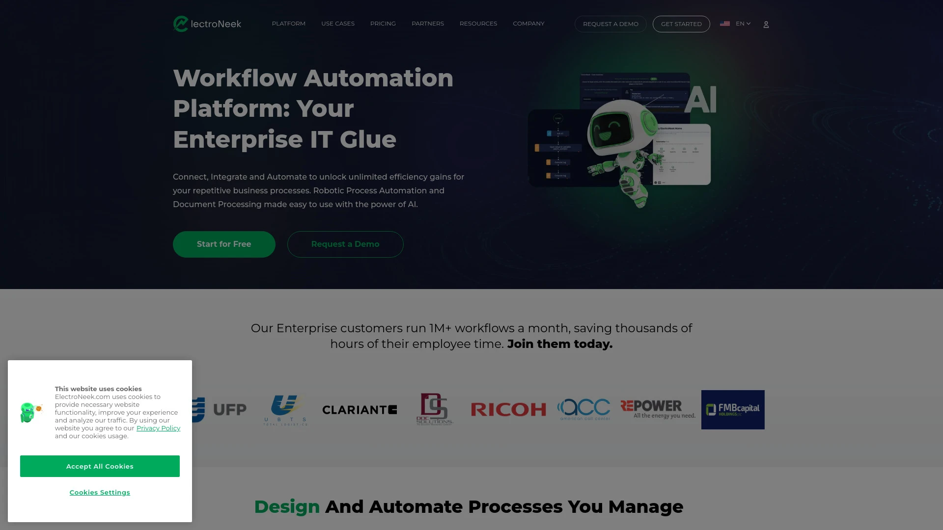 ElectroNeek: AI - RPA platform for Business Process Automation website preview