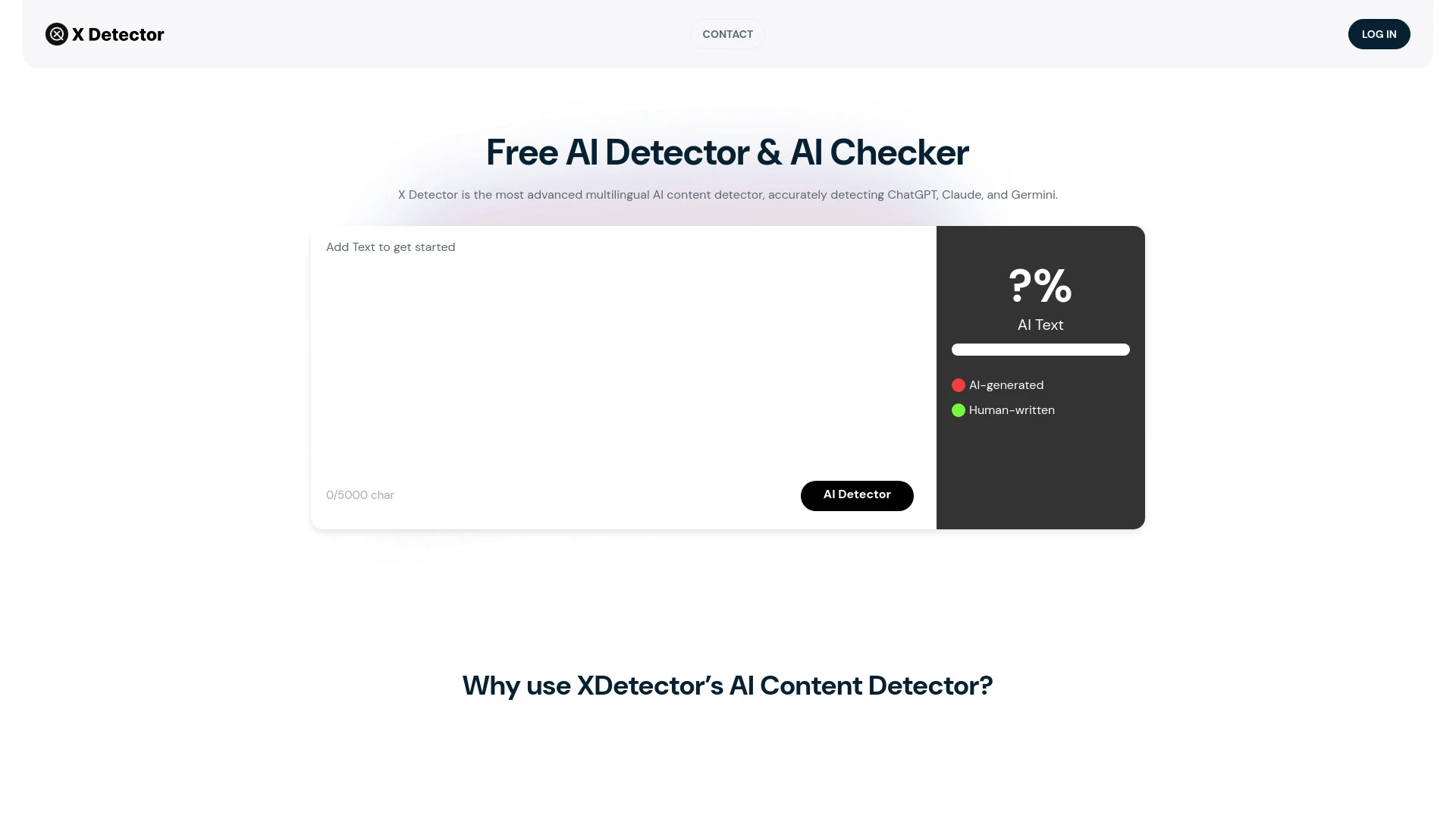 X Detector website preview