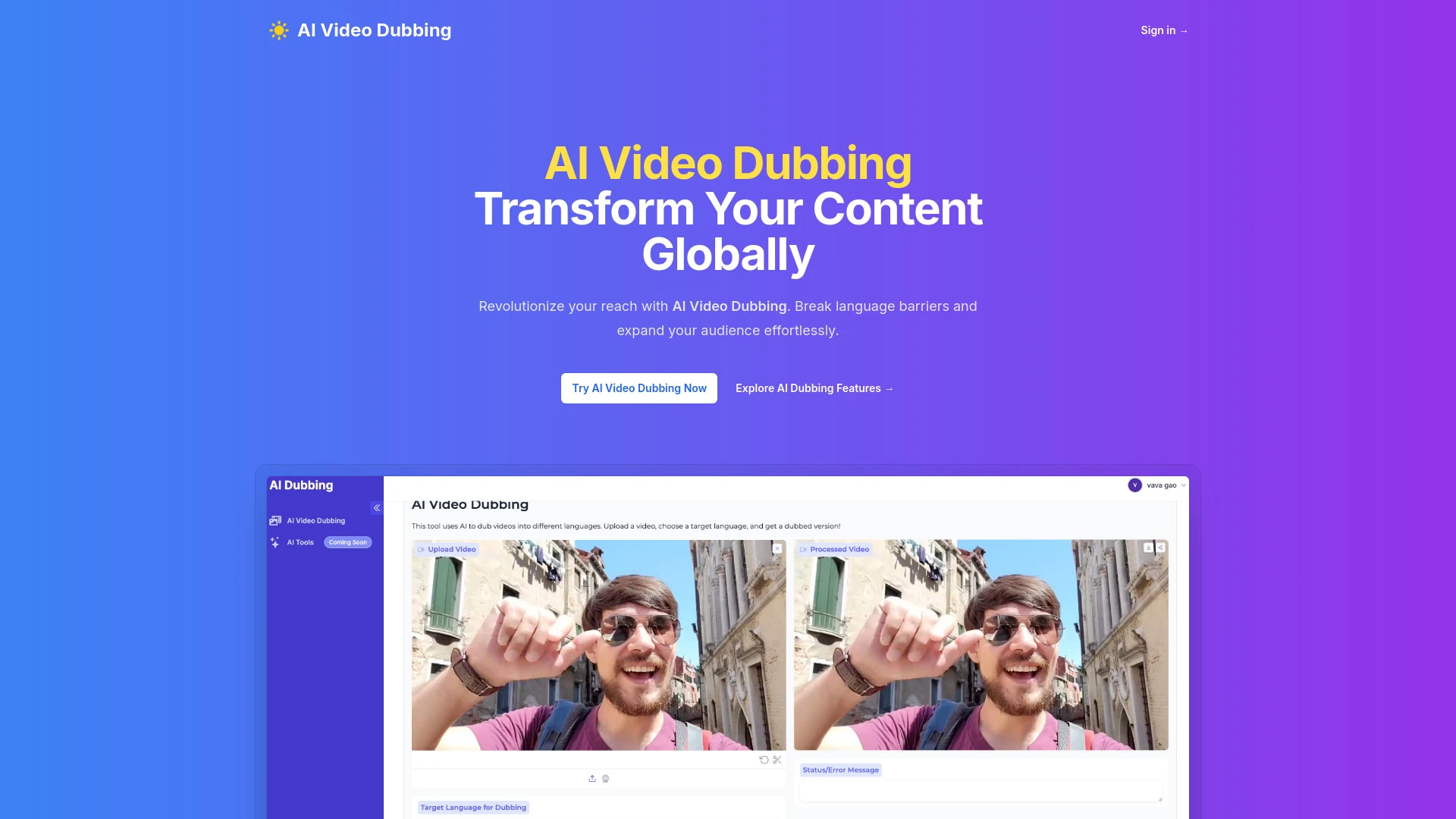 Dubbing, Inc. website preview