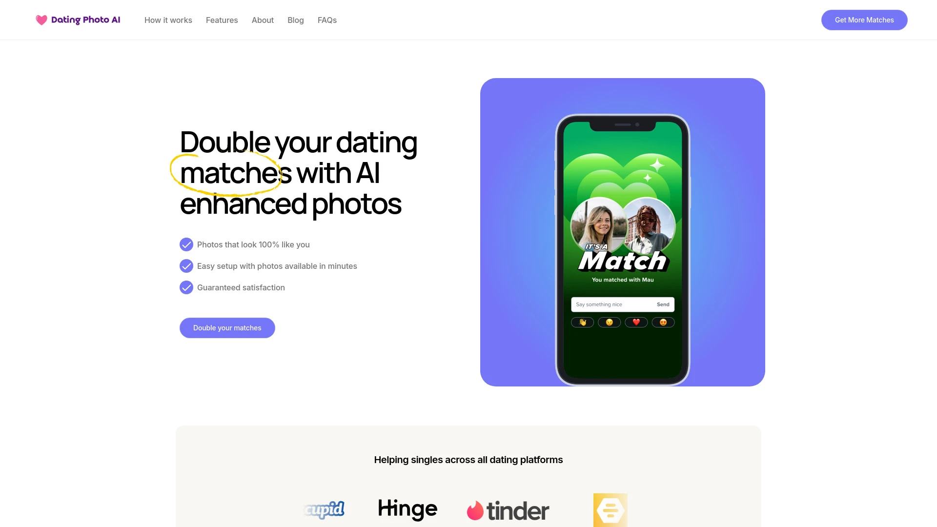 Dating Photo AI website preview