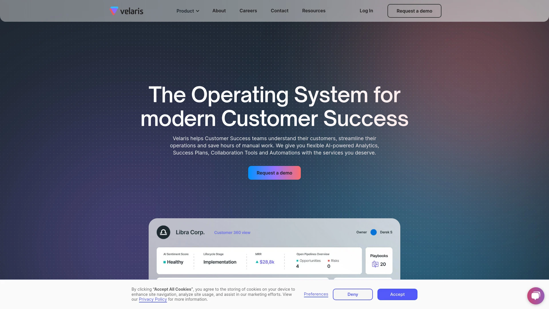 Velaris Customer Success Platform website preview