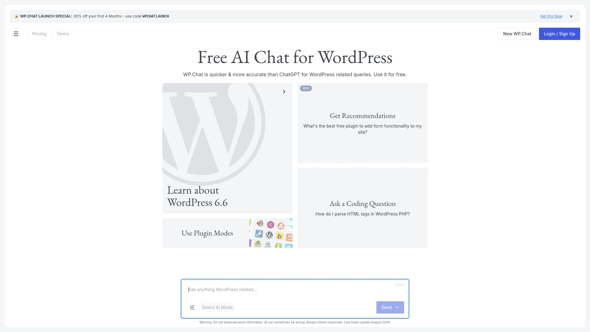 WP.Chat website preview