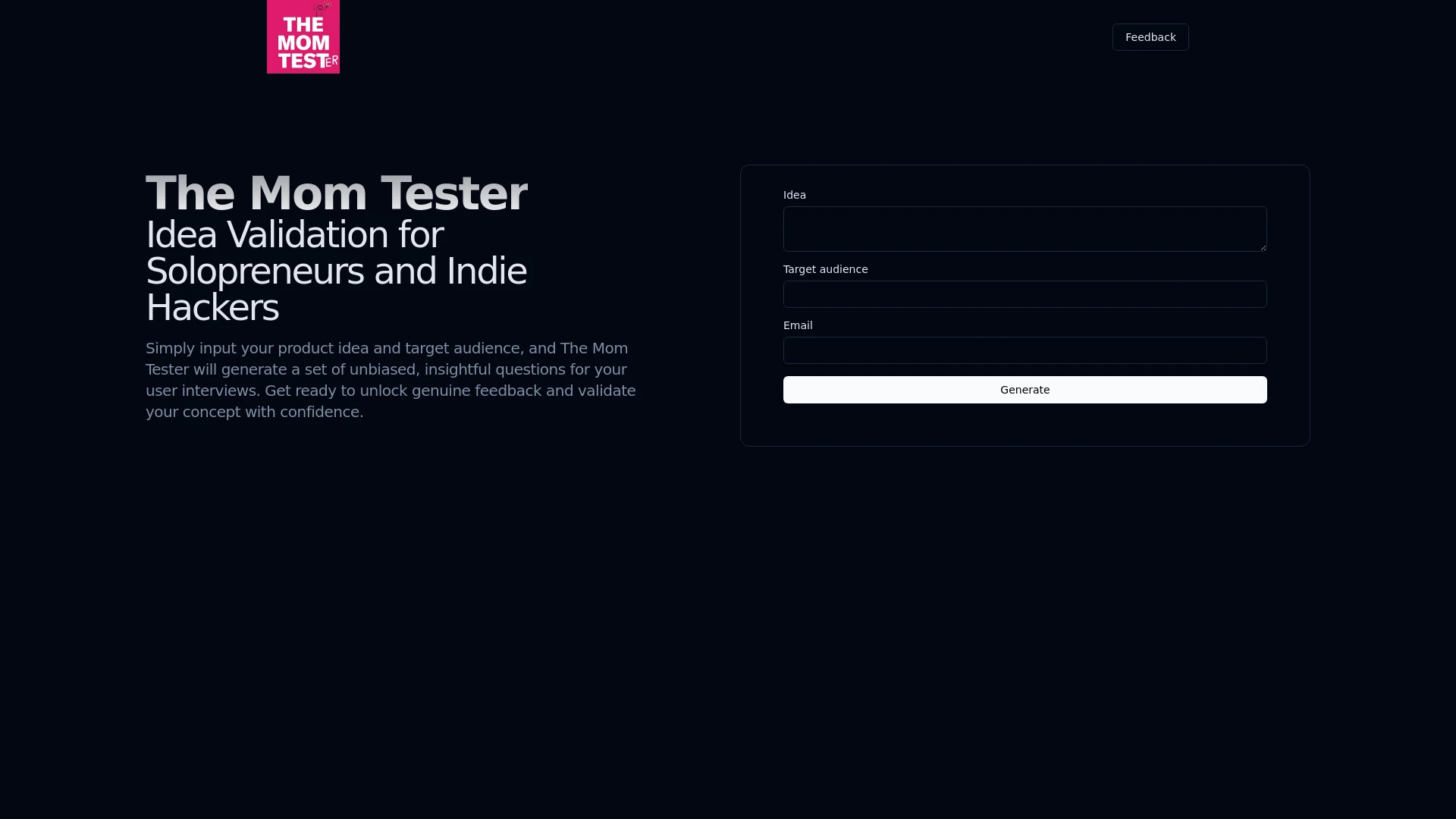 The Mom Tester website preview