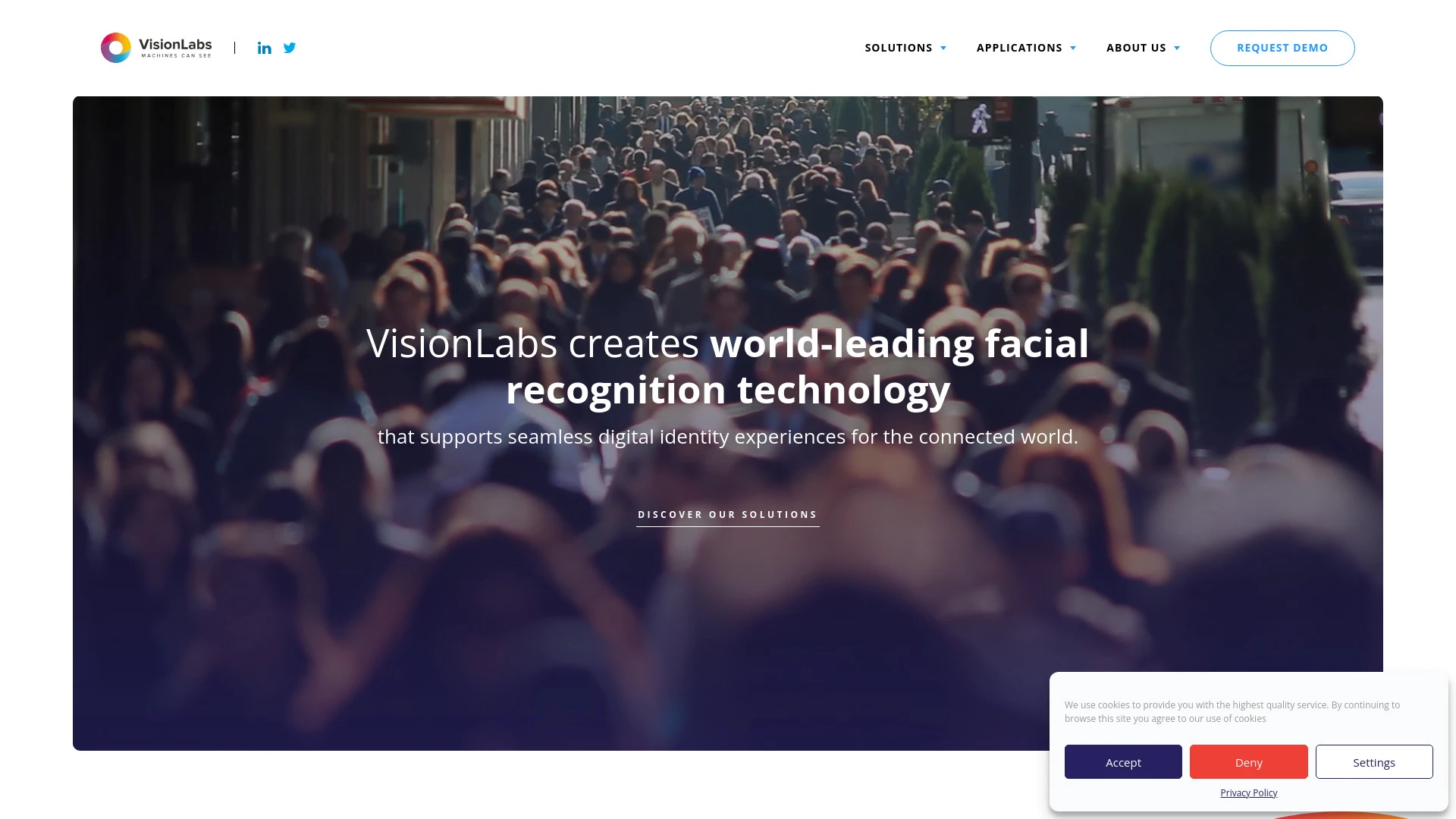 VisionLabs Facial Recognition Technology website preview