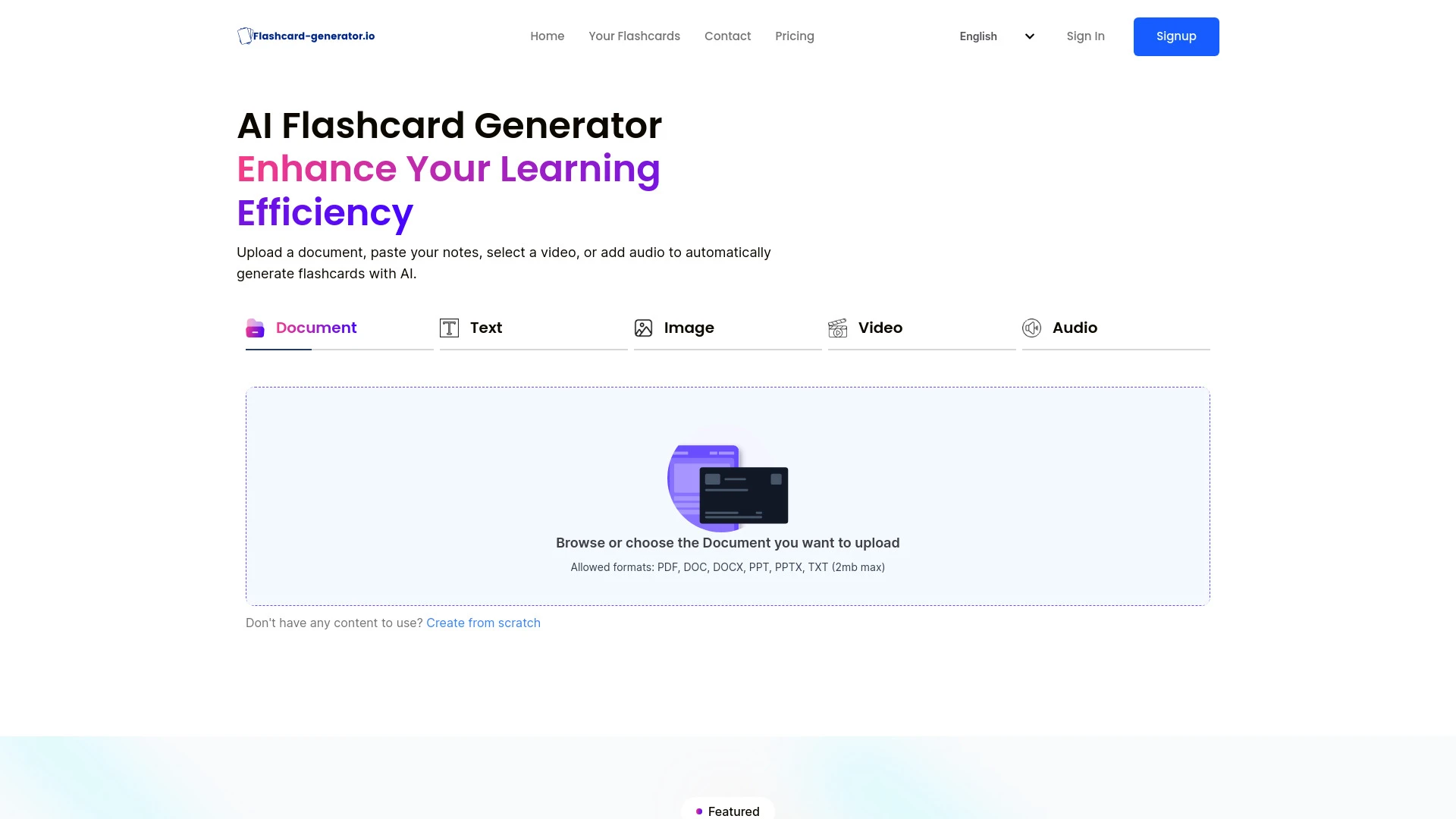 Flashcard Generator website preview