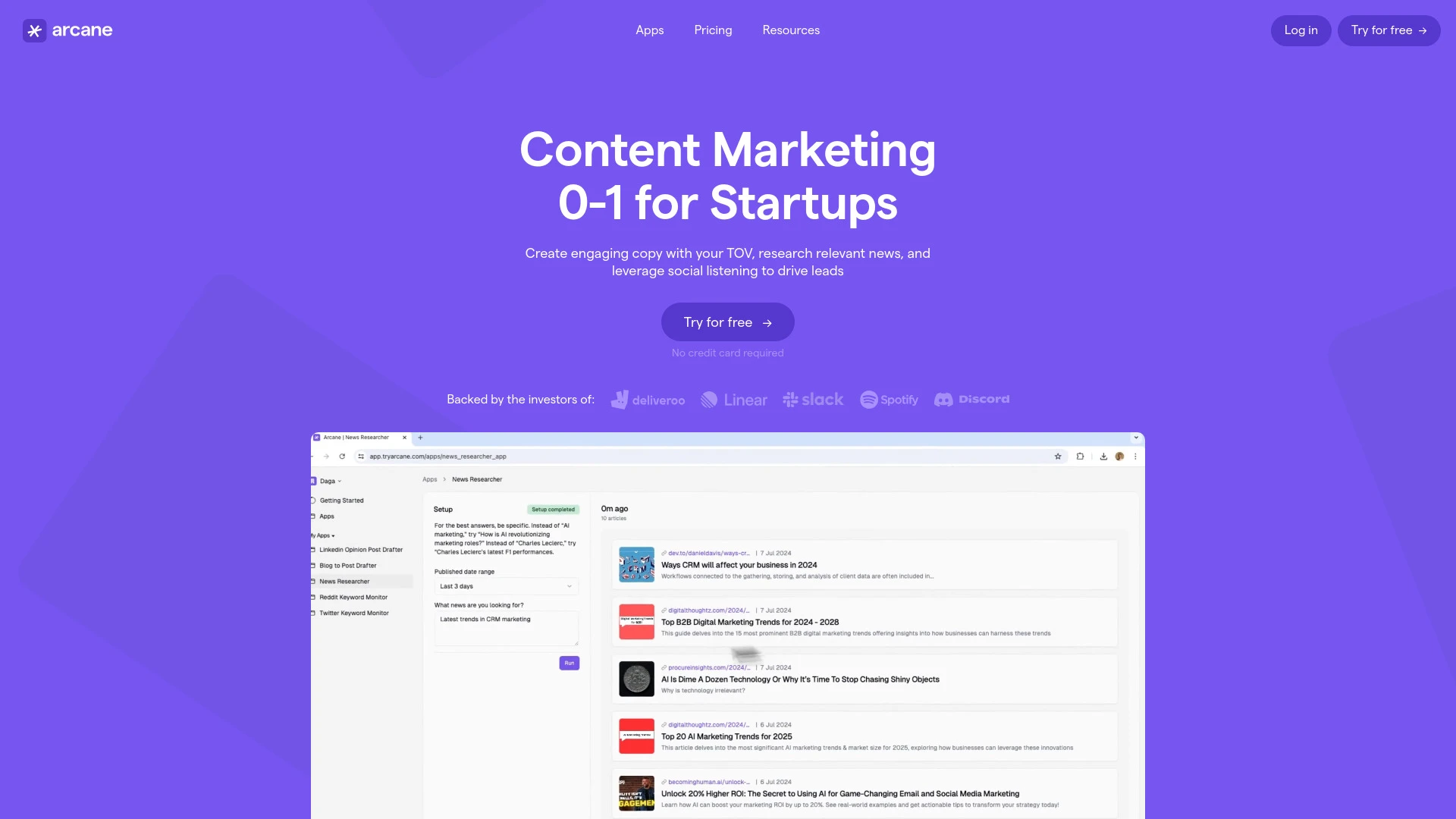 Arcane | Workflow Automation for Modern Marketers website preview