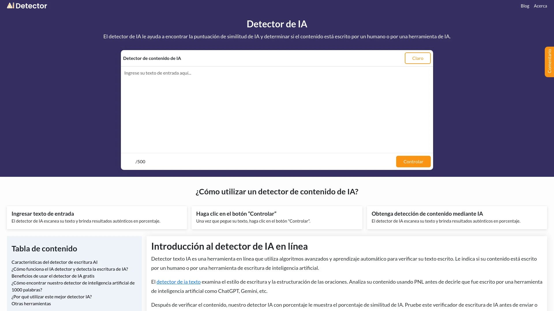 AI Content Detector website preview