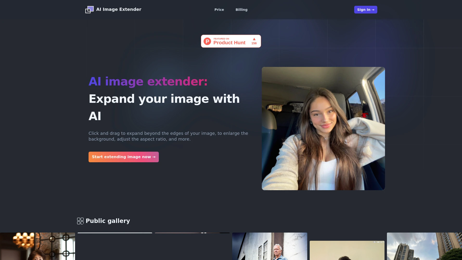 AI Image Extender website preview