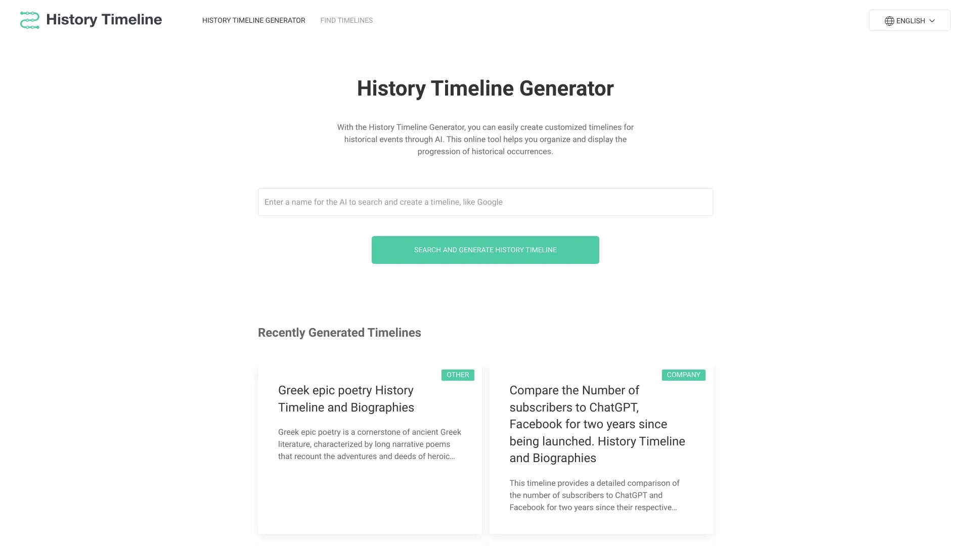 History Timeline Generator website preview