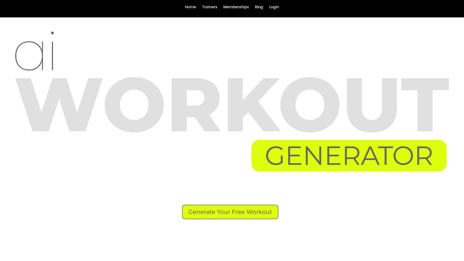 Ai Workout Generator website preview