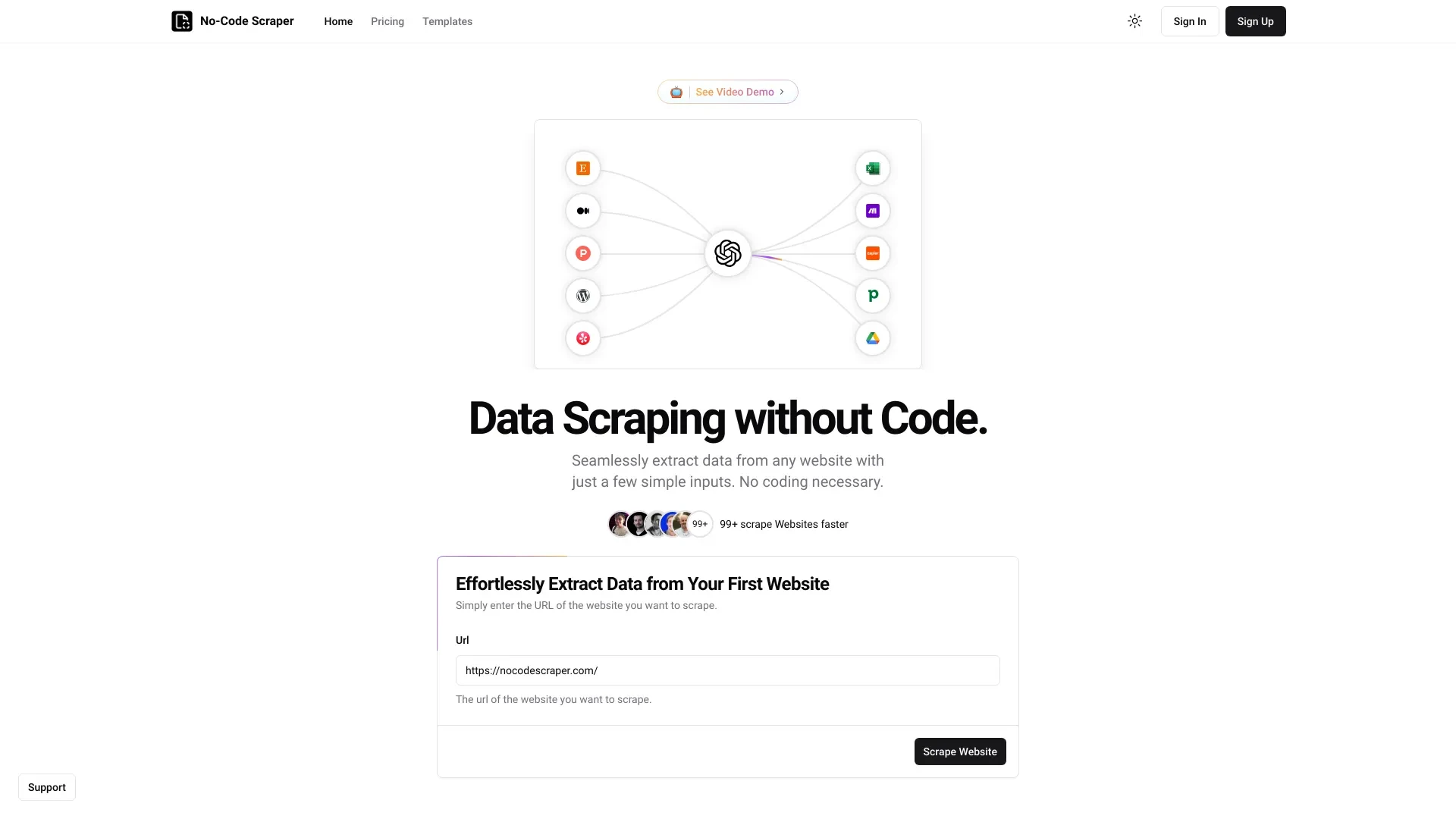 No-Code Scraper website preview