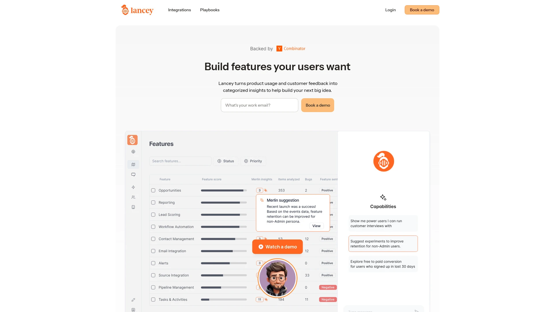 Lancey | AI Copilot for Product Teams website preview