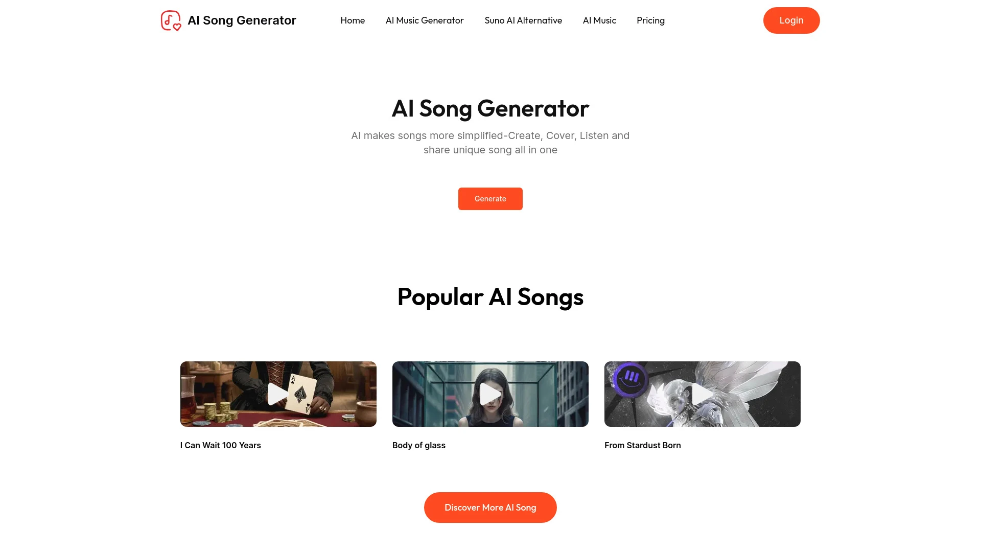 AI Song Generator website preview