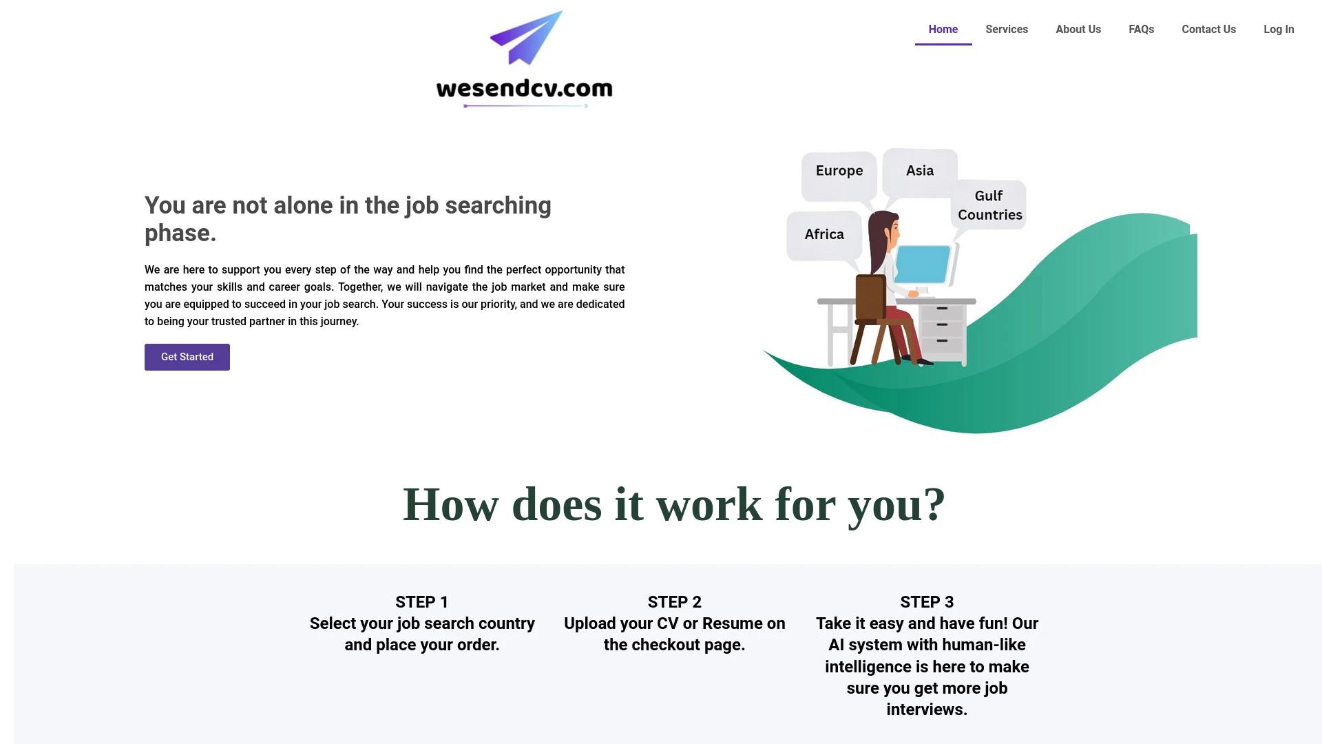 WeSendCV website preview