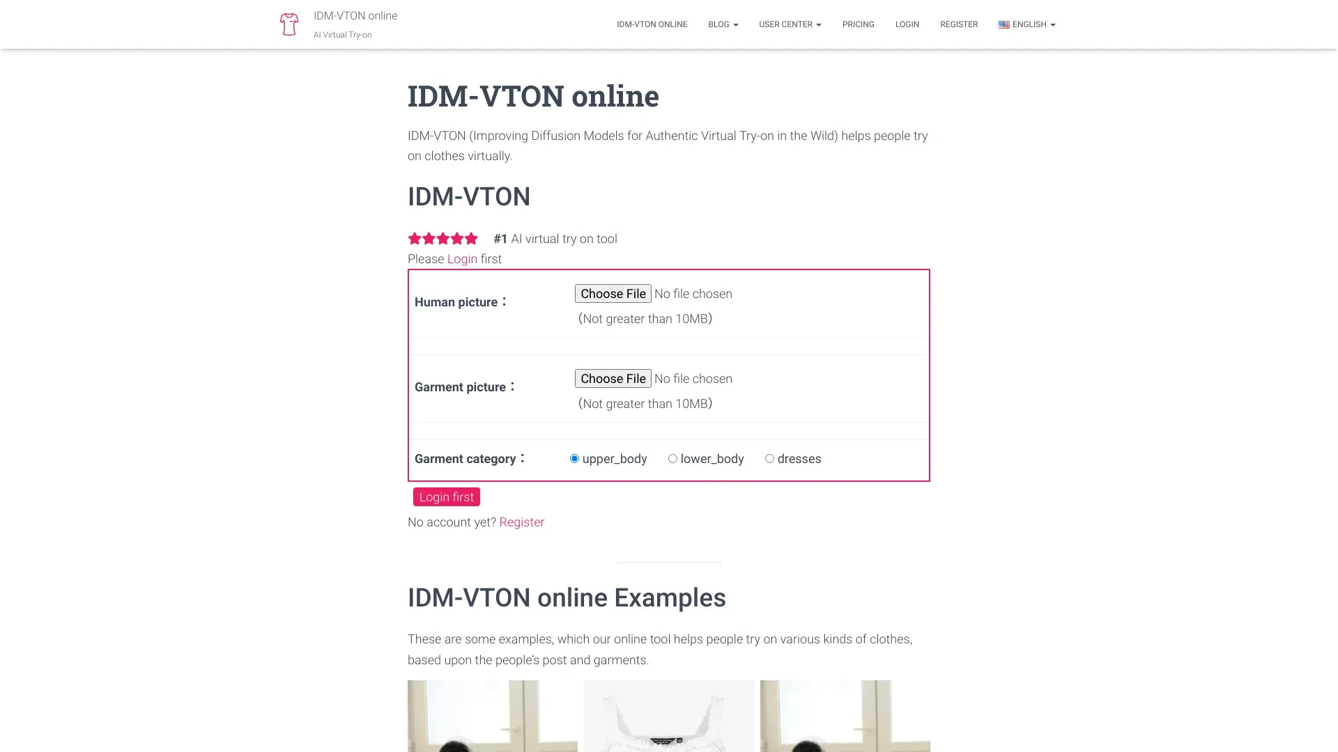 IDM-VTON online website preview