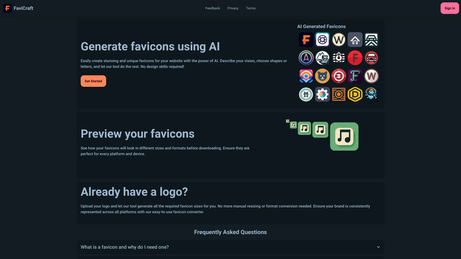 FaviCraft website preview