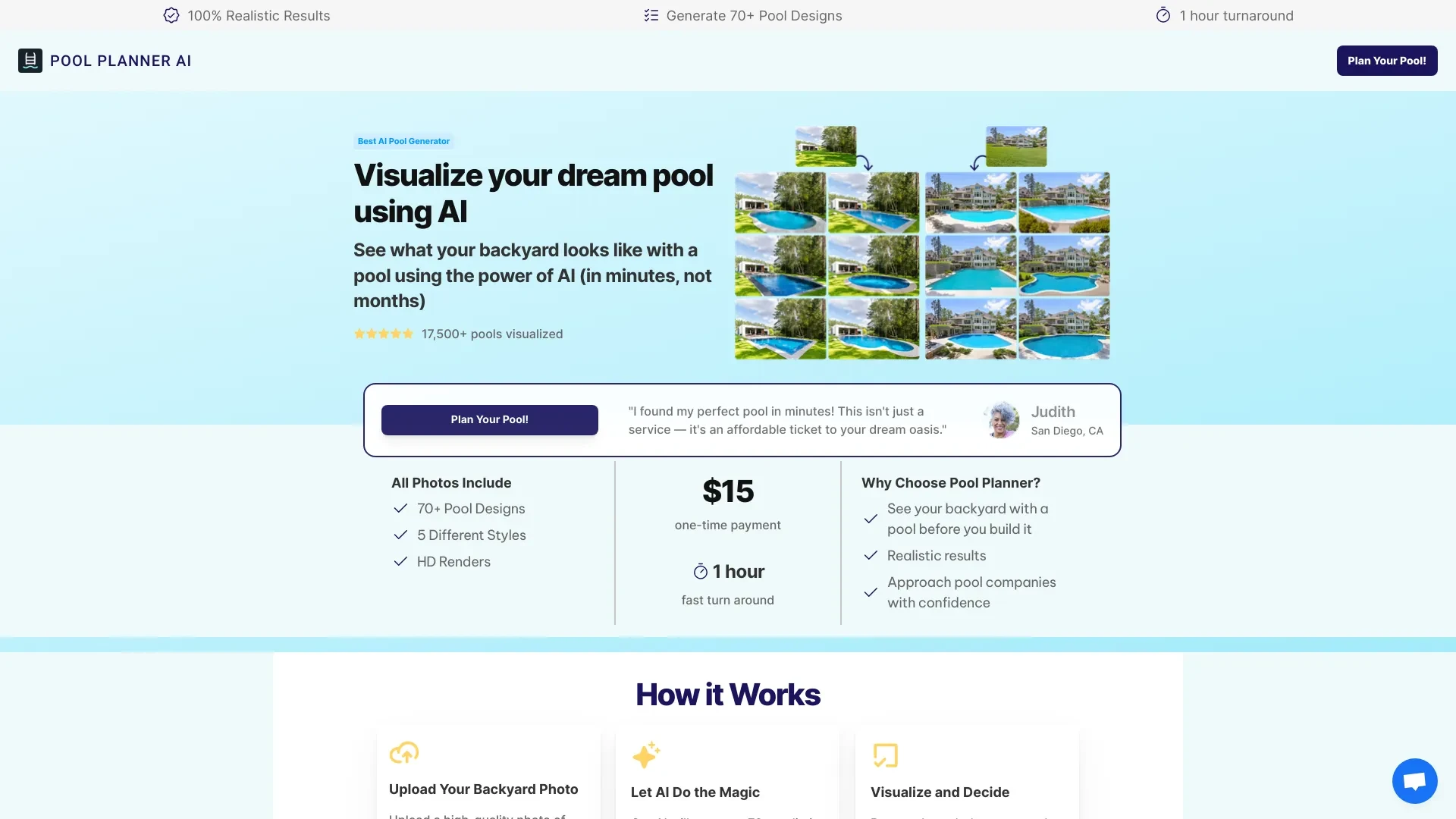 Pool Planner AI website preview