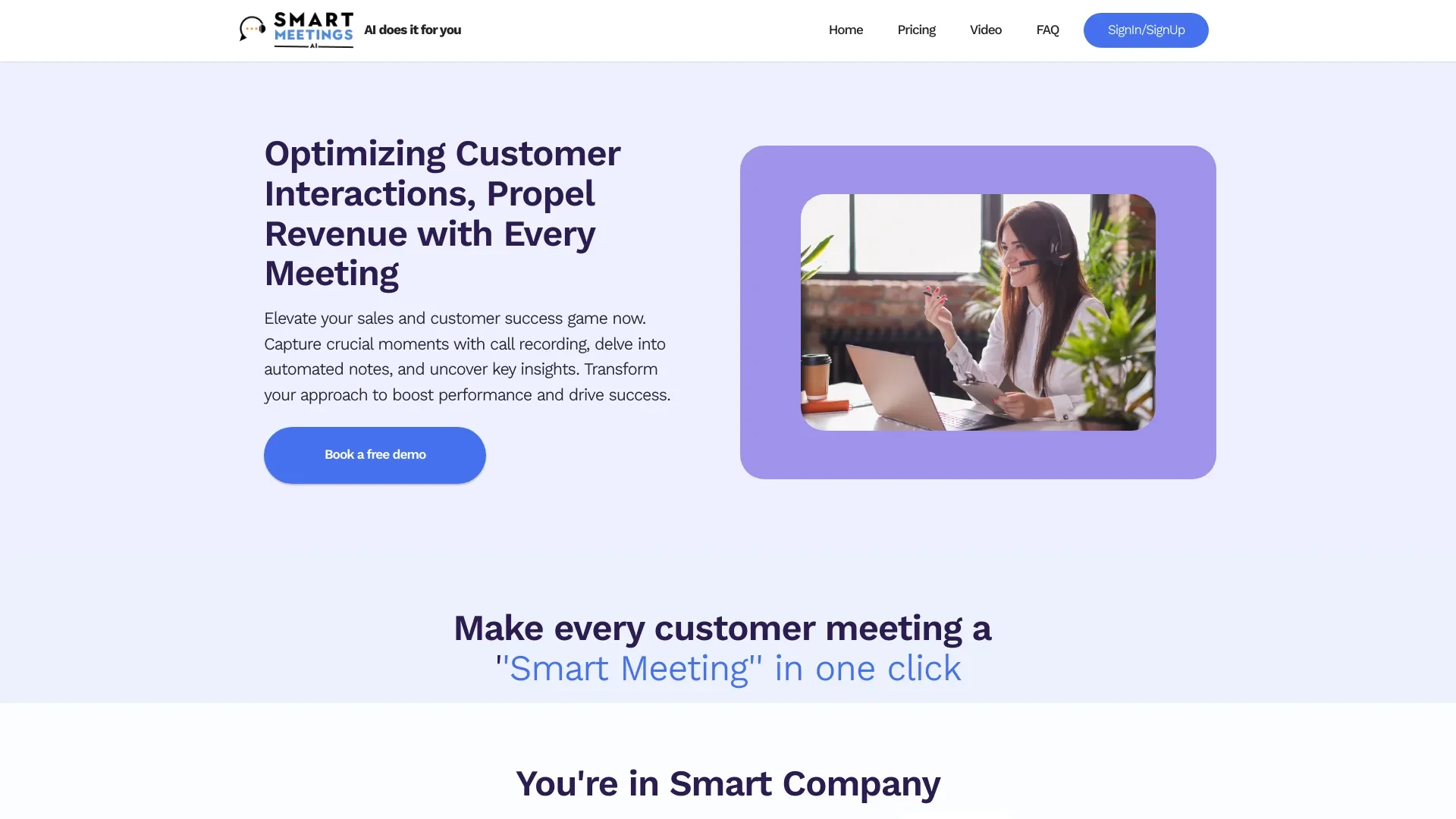 SmartMeetings.ai website preview