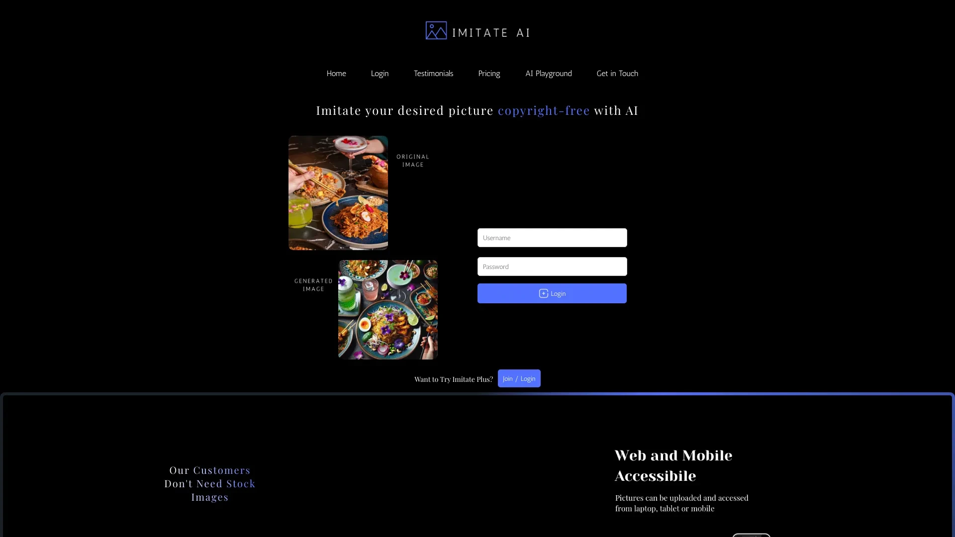 Imitate AI website preview