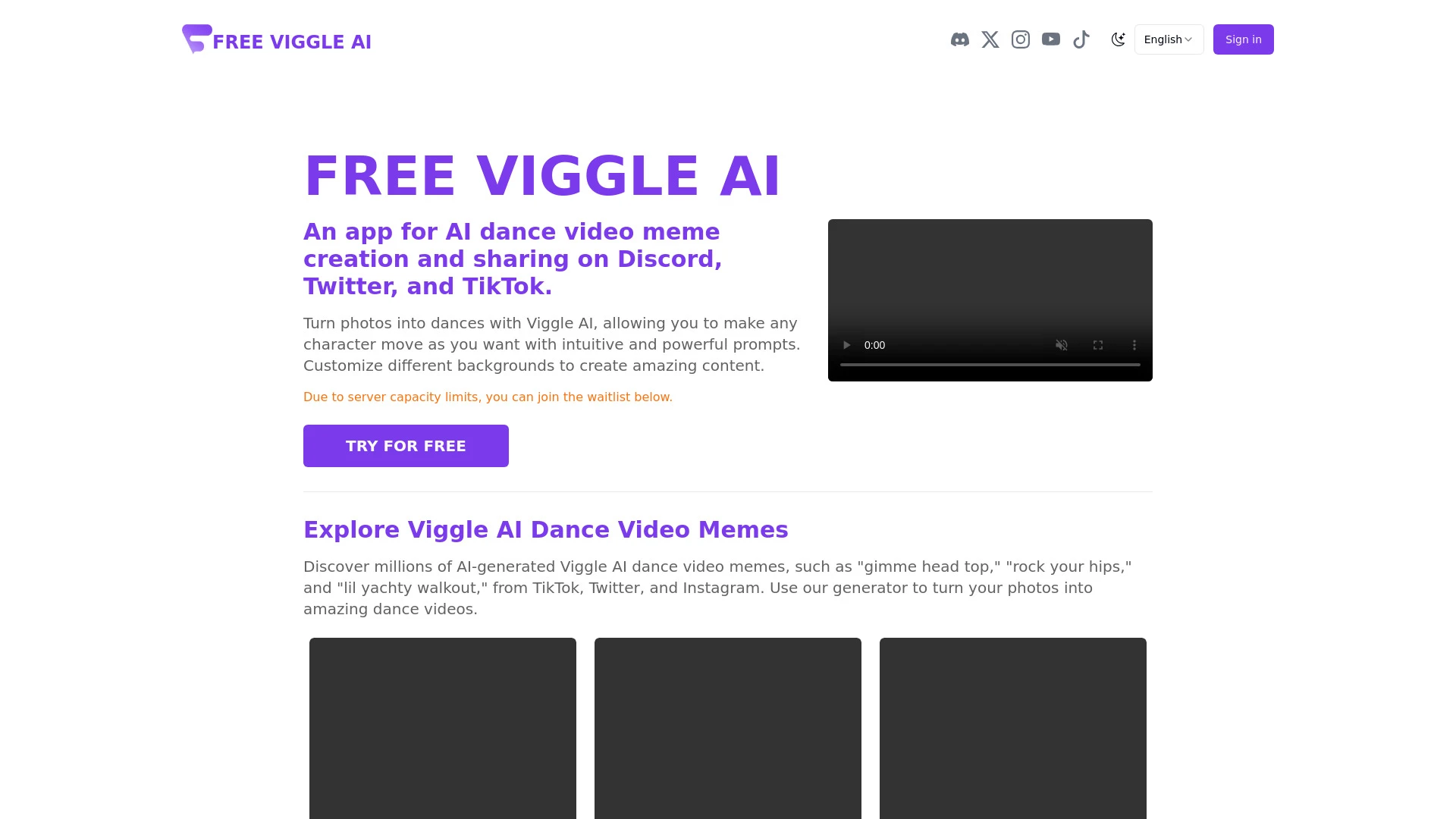 FreeViggleAI website preview