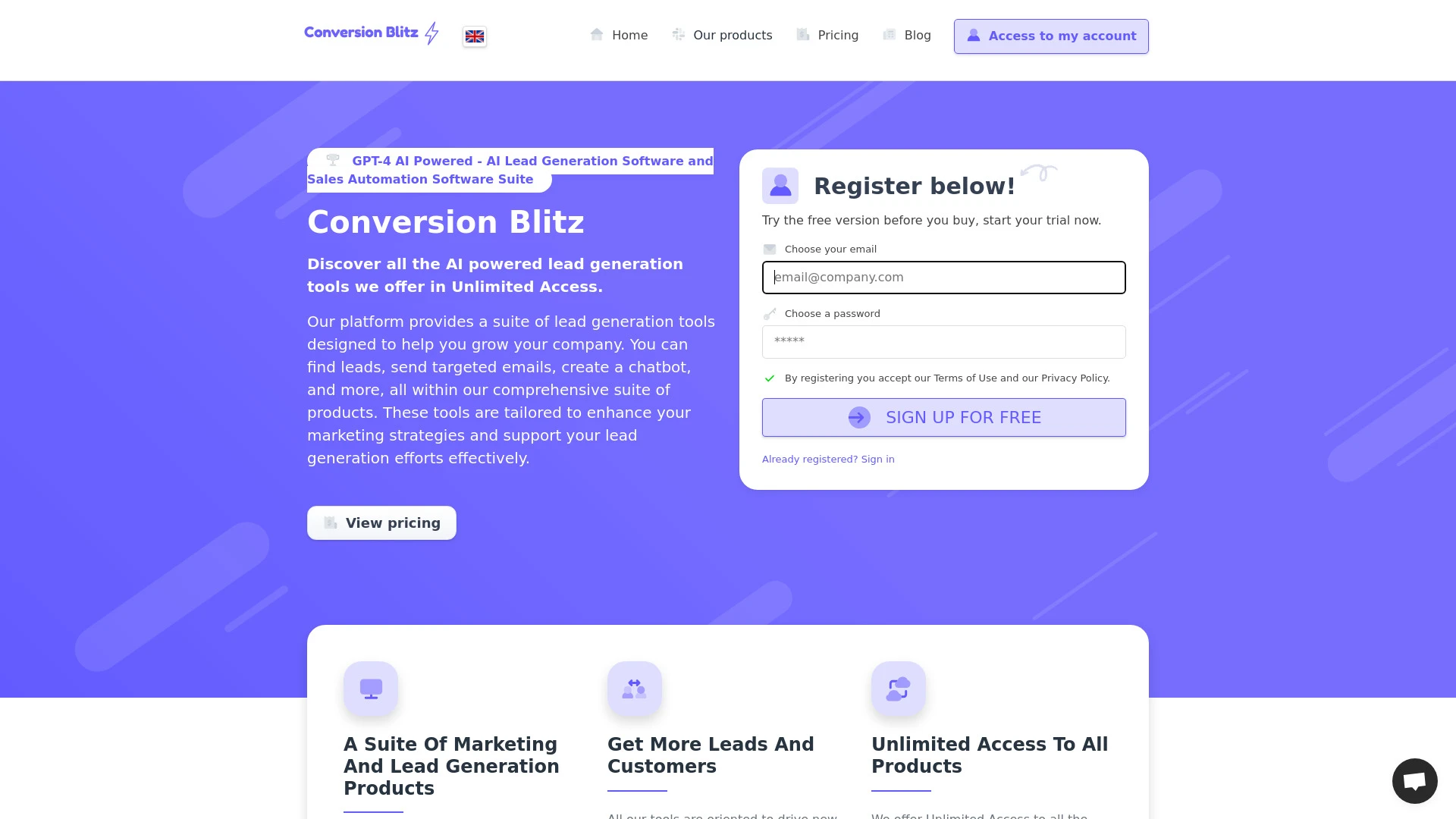 Conversion Blitz website preview