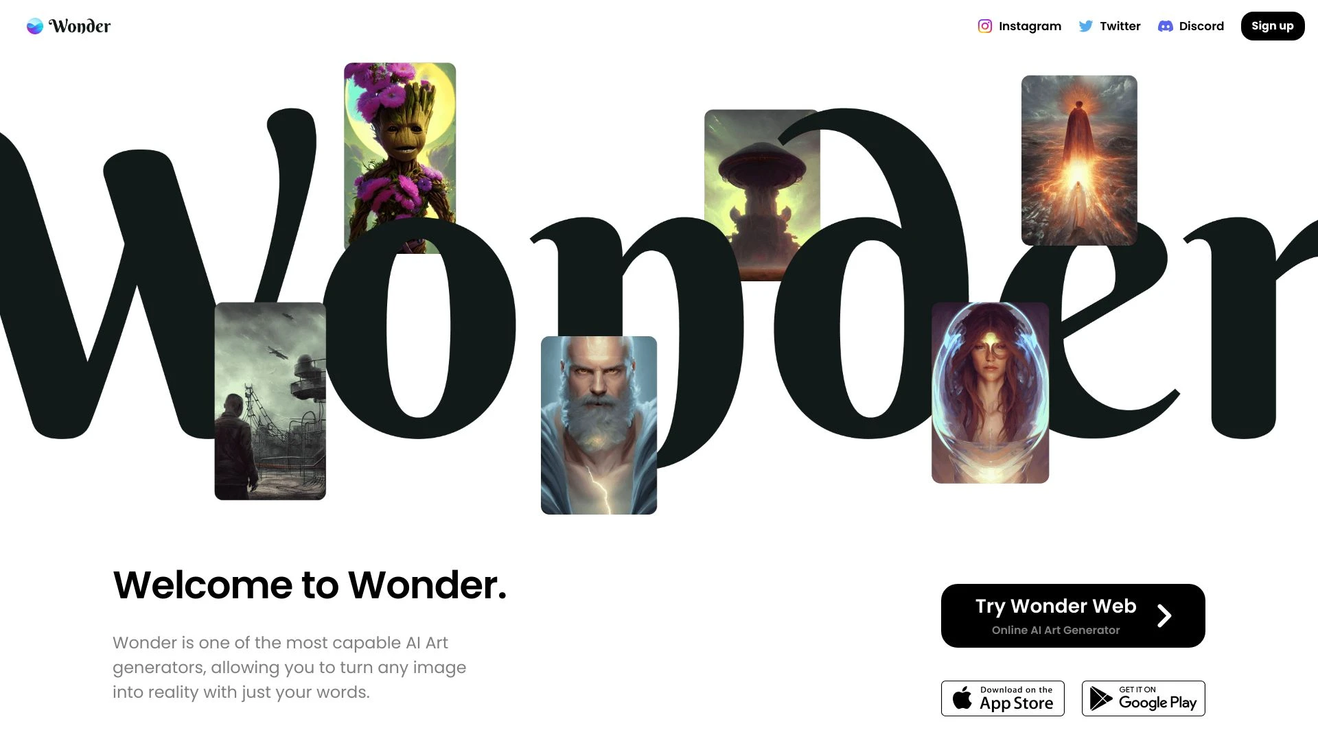 Wonder AI website preview