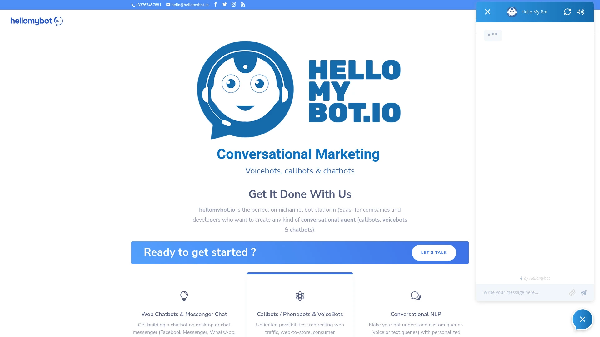 hellomybot.io website preview