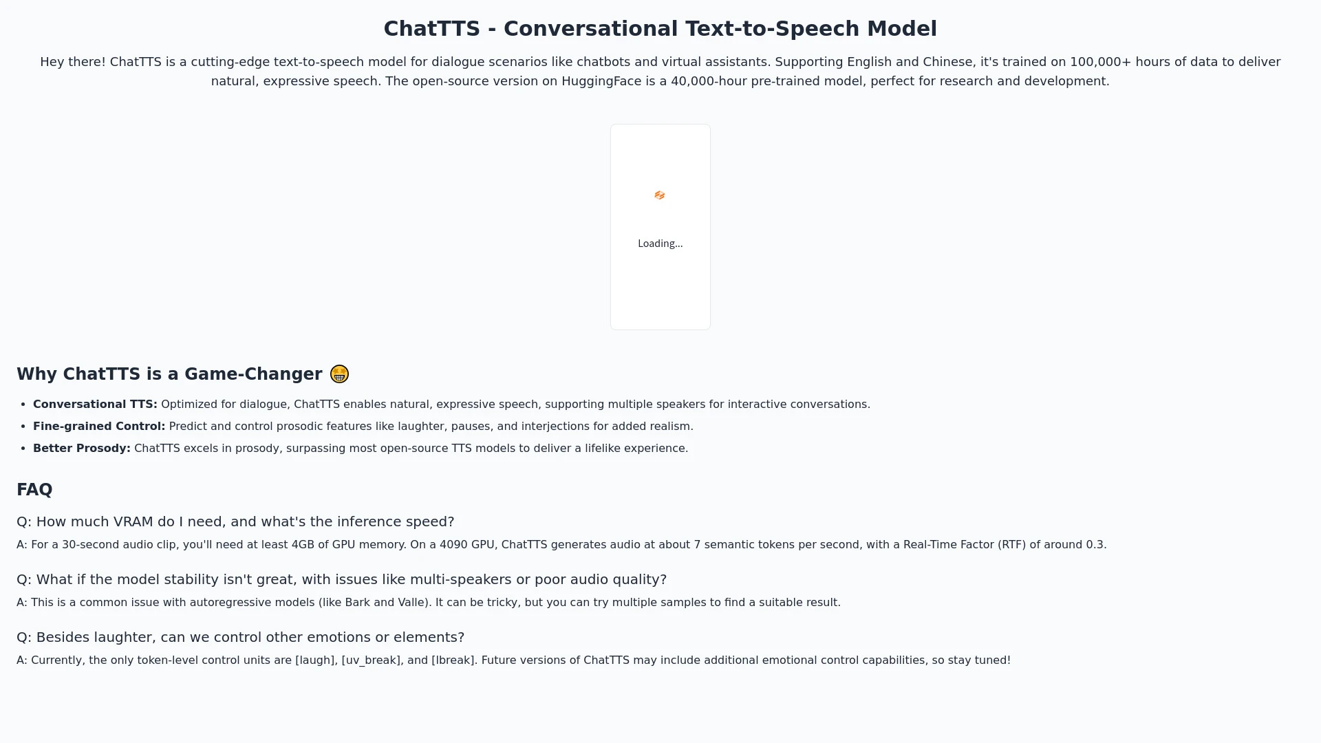 ChatTTS Me website preview