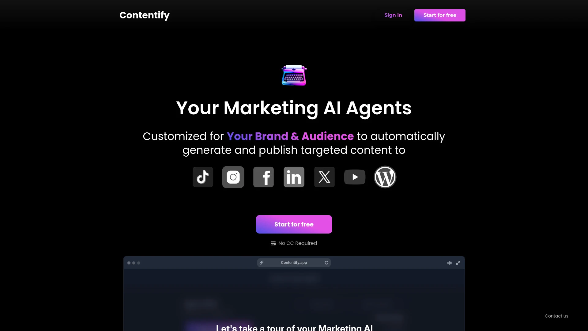 Contentify AI website preview