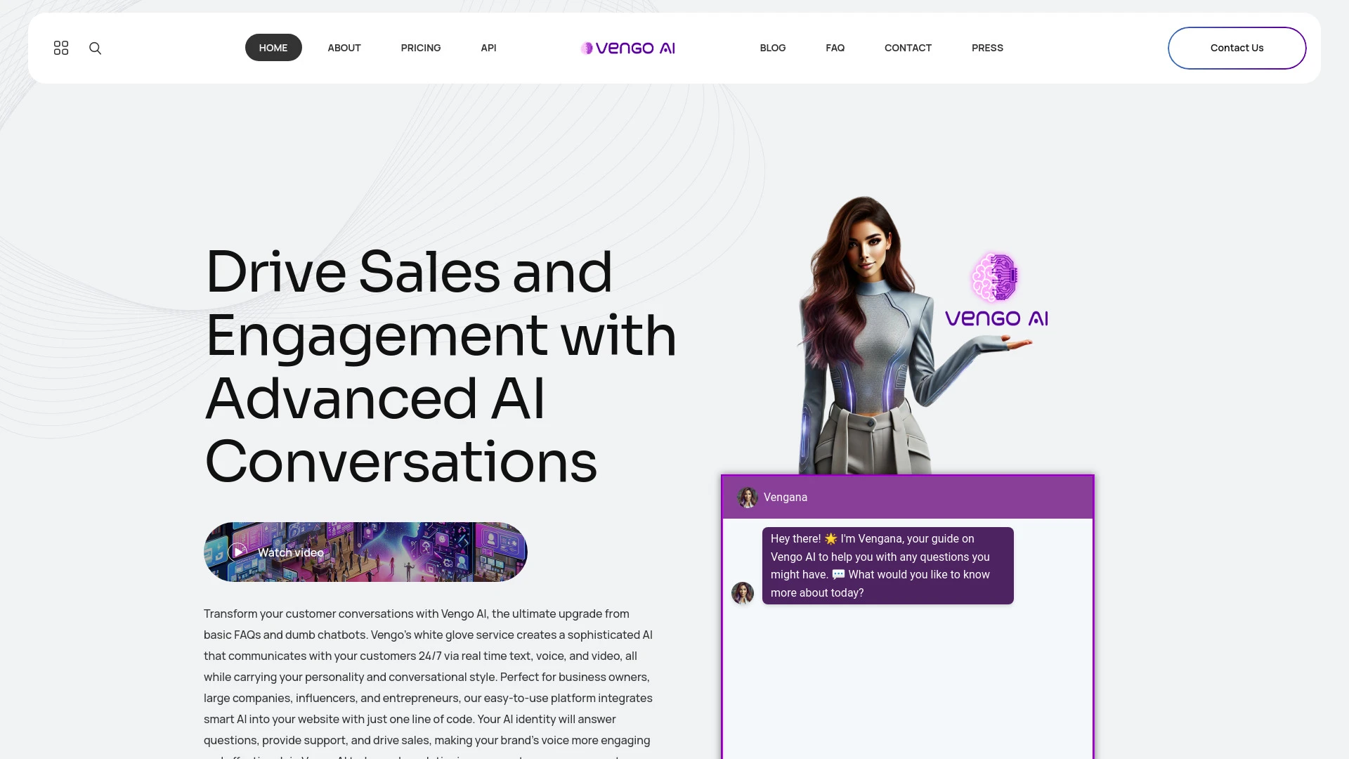 Vengo AI website preview