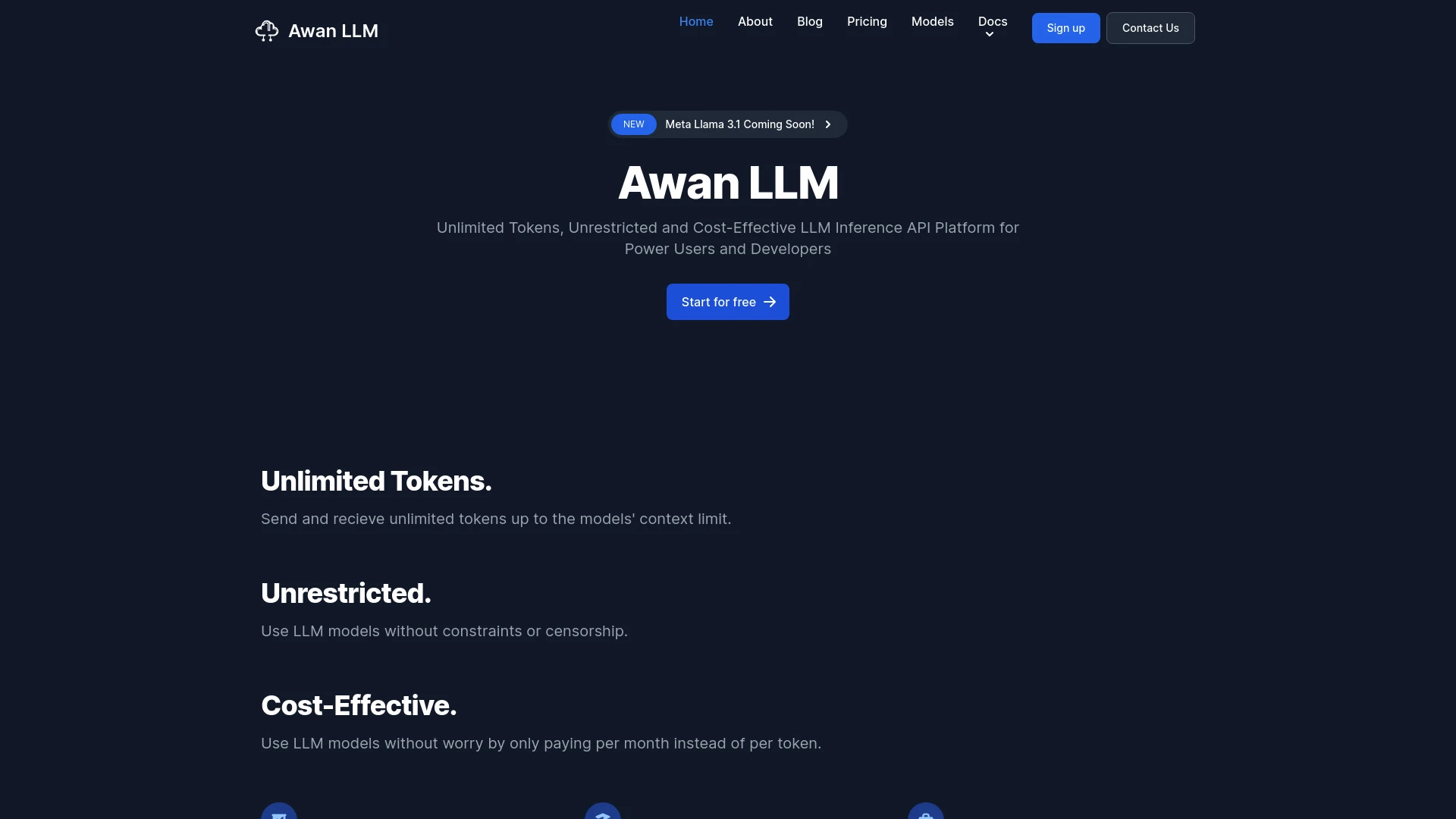 Awan LLM website preview