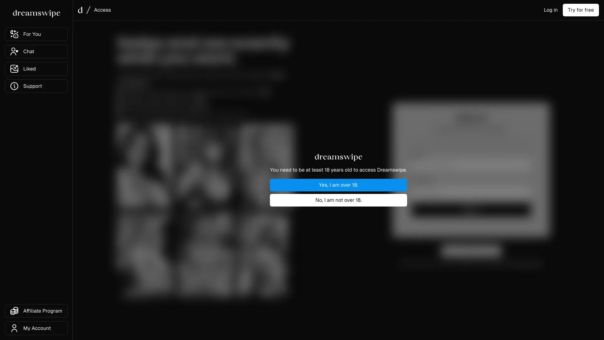 Dreamswipe website preview