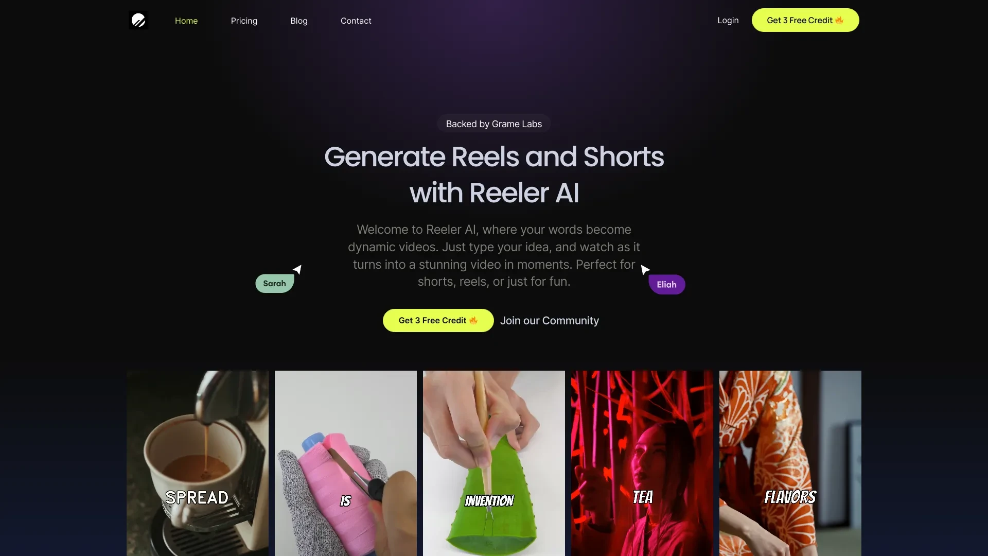 Reeler AI website preview