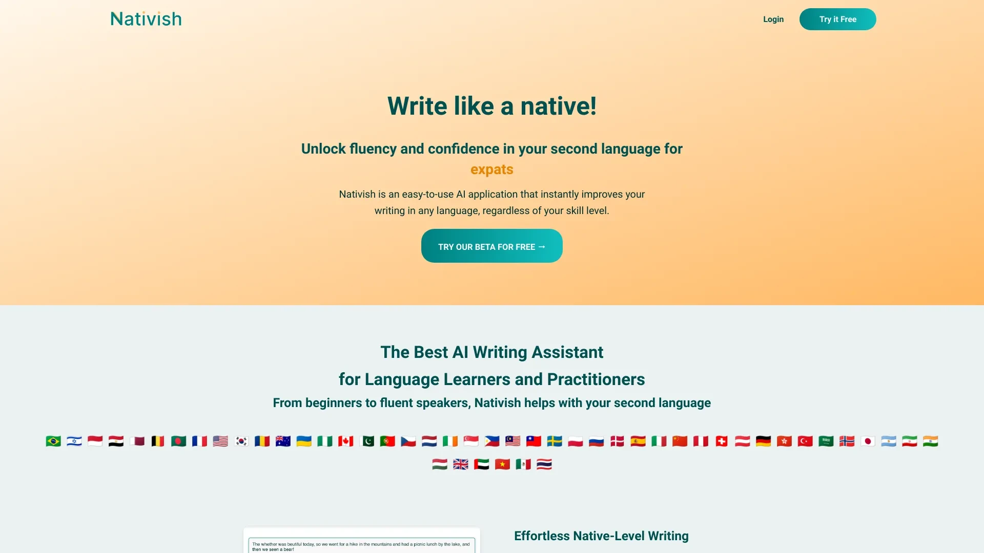 Nativish website preview