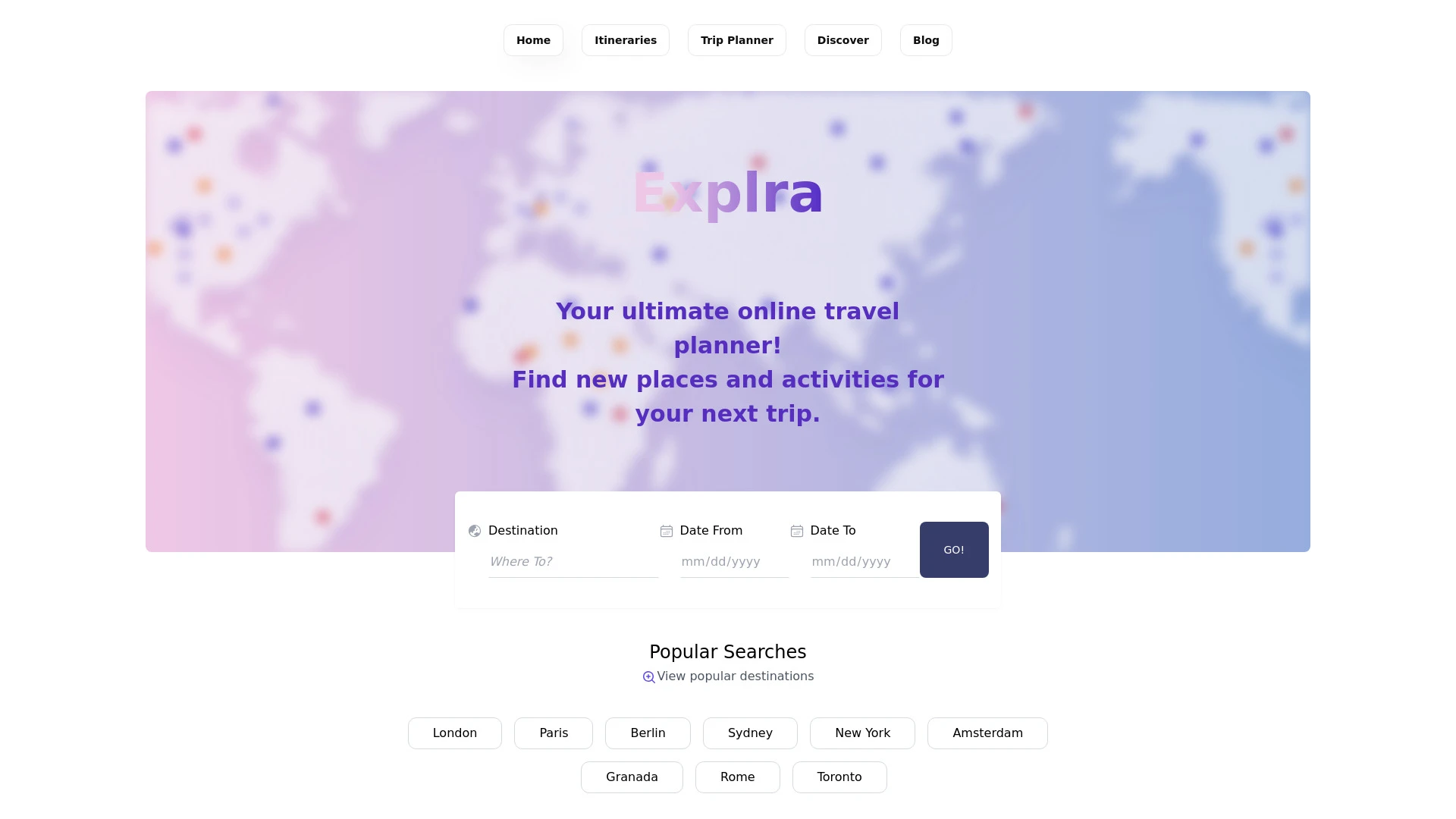 Explra website preview