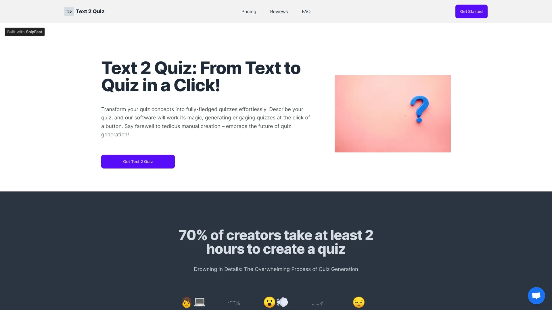 Text2Quiz website preview