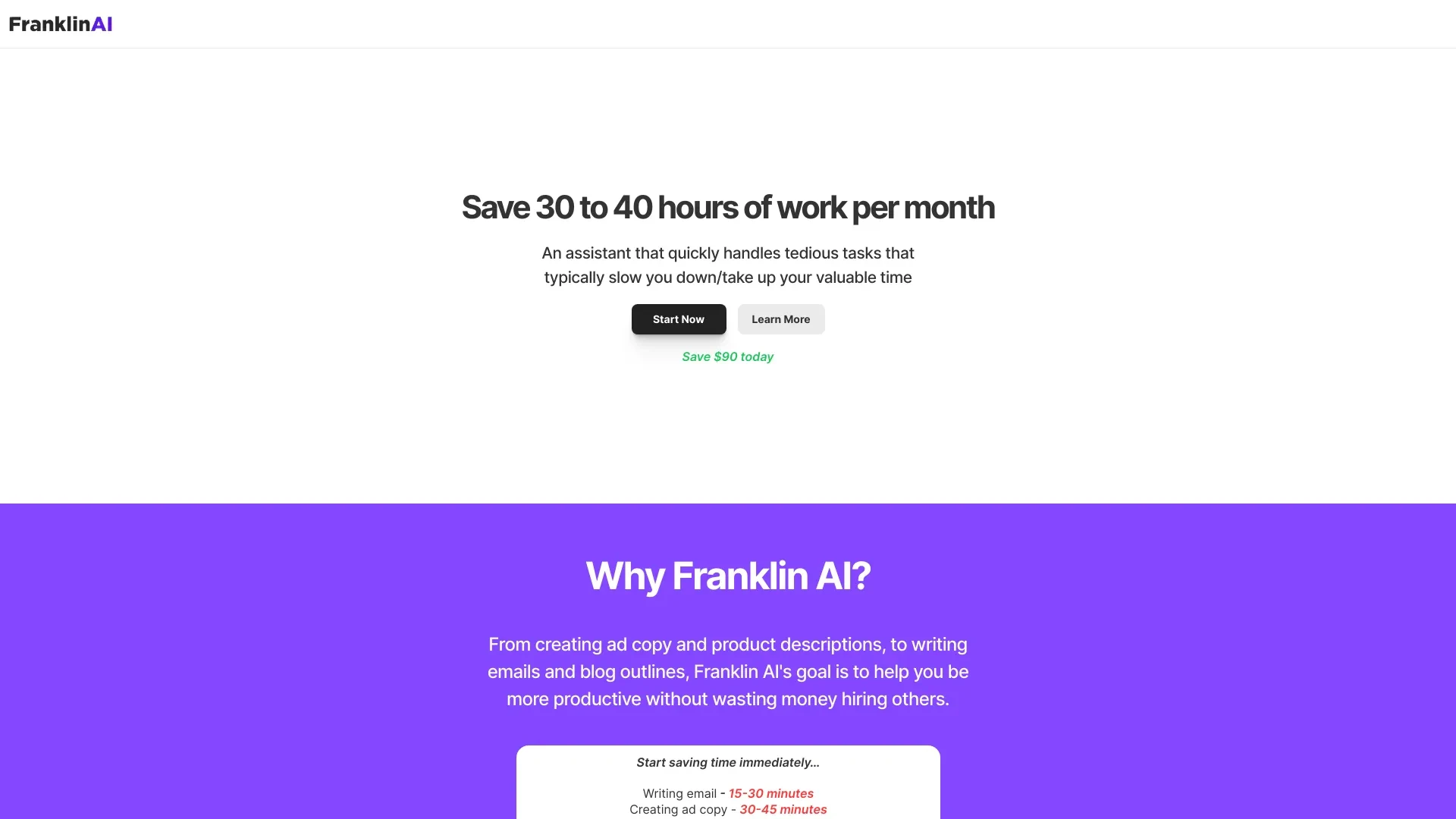 Franklin AI website preview